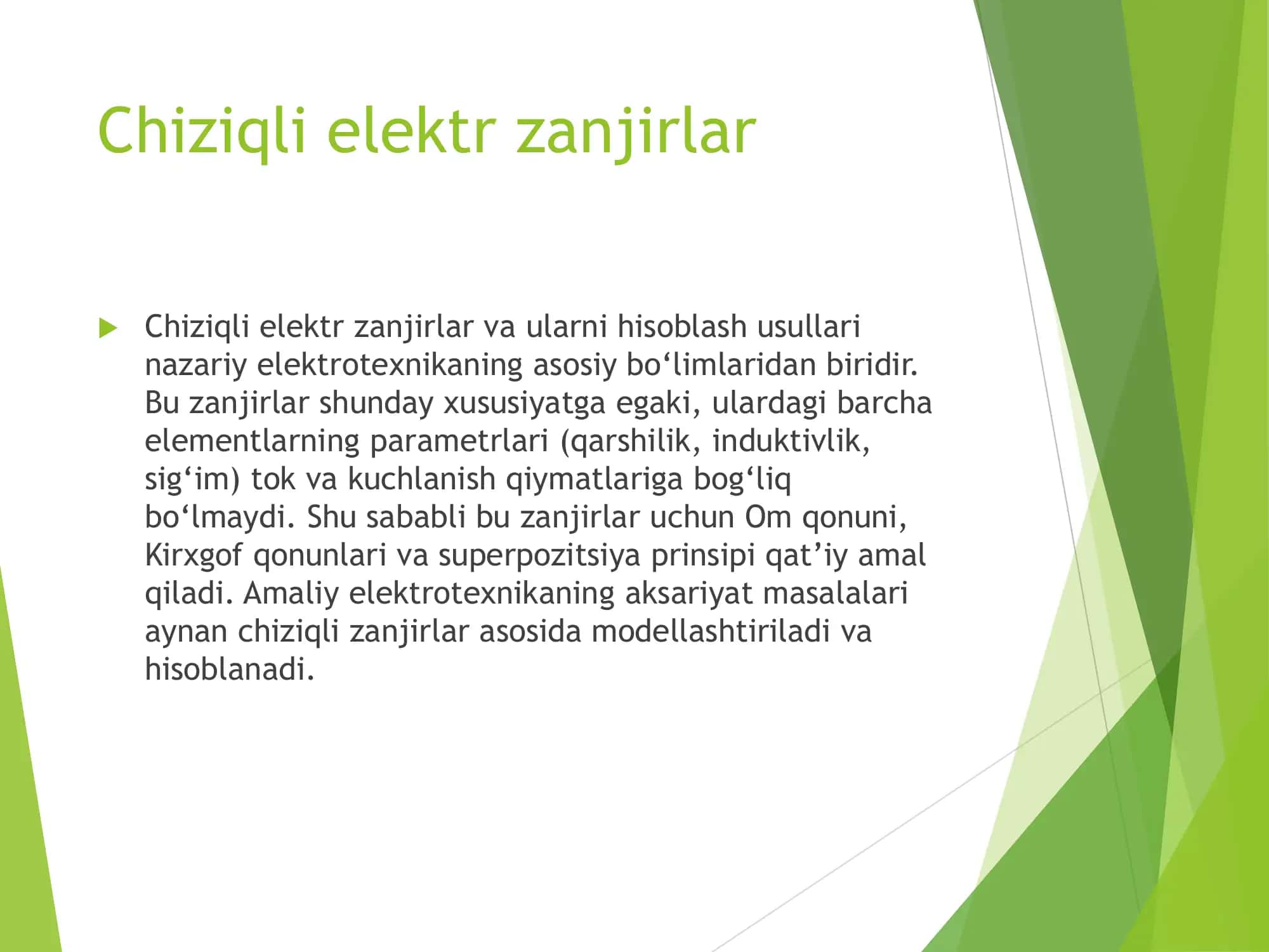 Chiziqli elektr zanjirlar