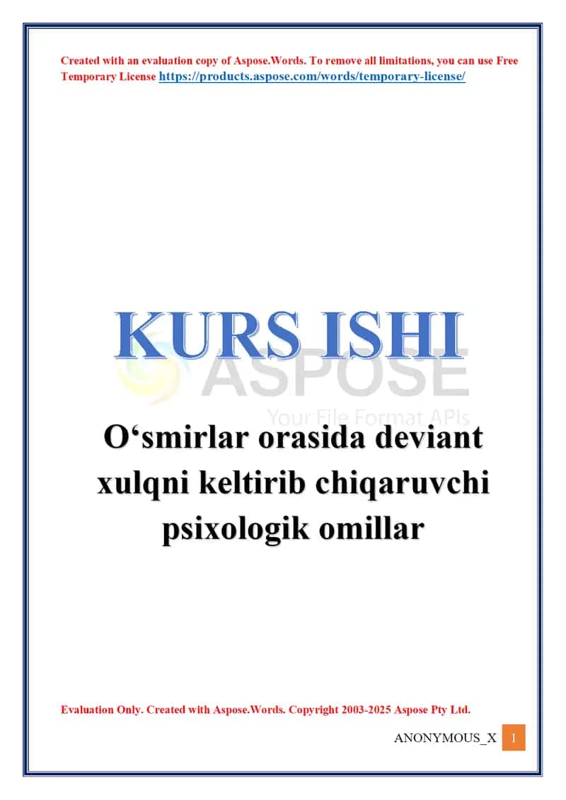 Deviant xulqni keltirib chiqaruvchi psixologik omillar