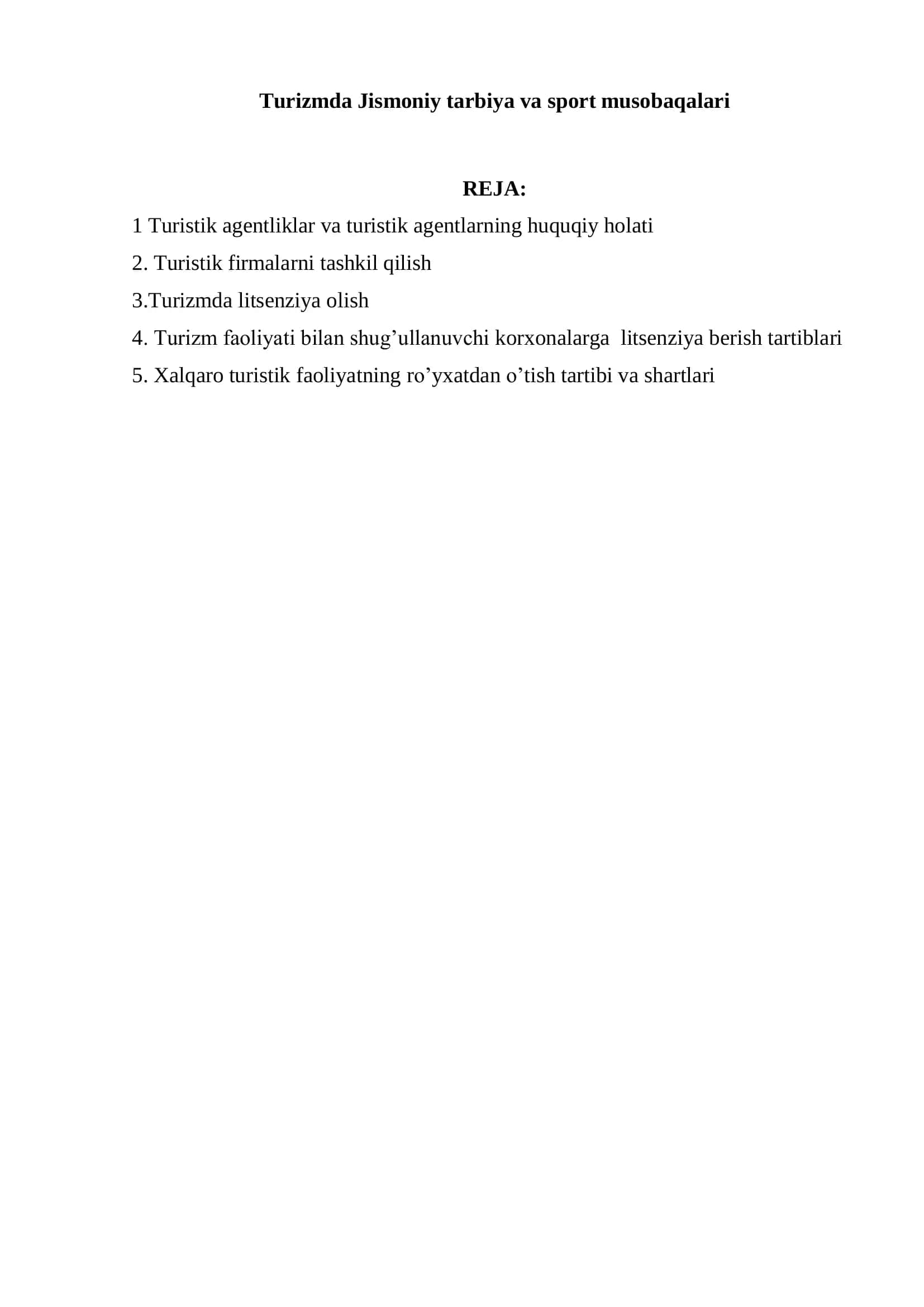 Turizmda Jismoniy tarbiya va sport musobaqalari