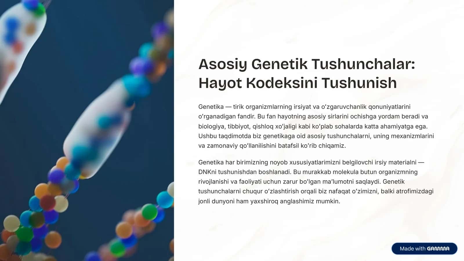 Asosiy Genetik Tushunchalar: Hayot Kodeksini Tushunish