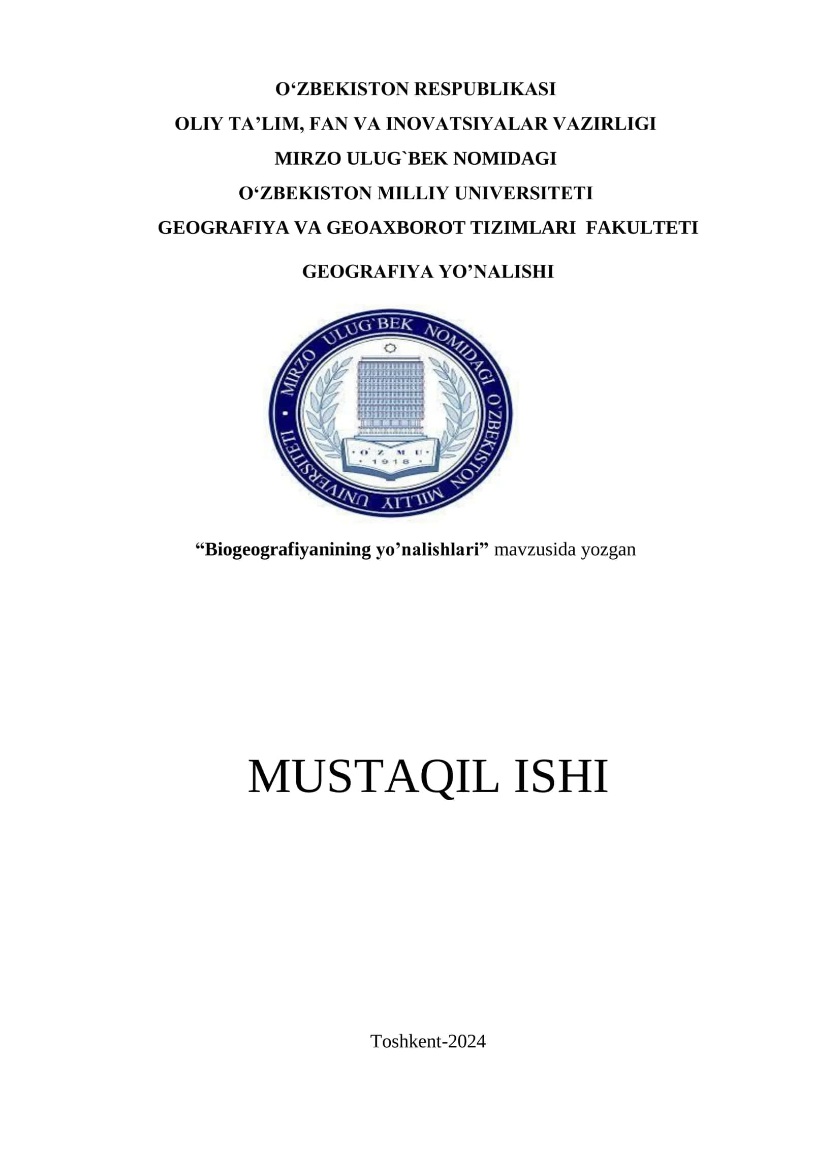 Biogeografiyanining yo’nalishlari