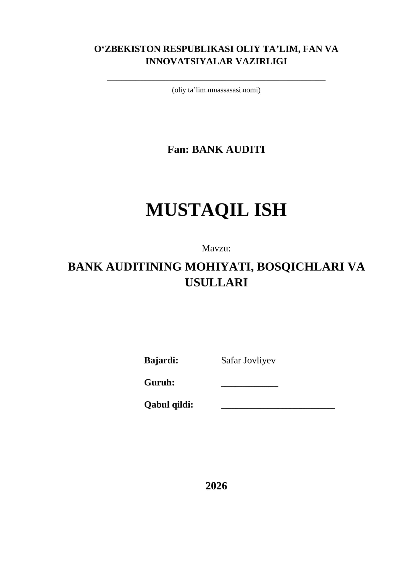 BANK AUDITI