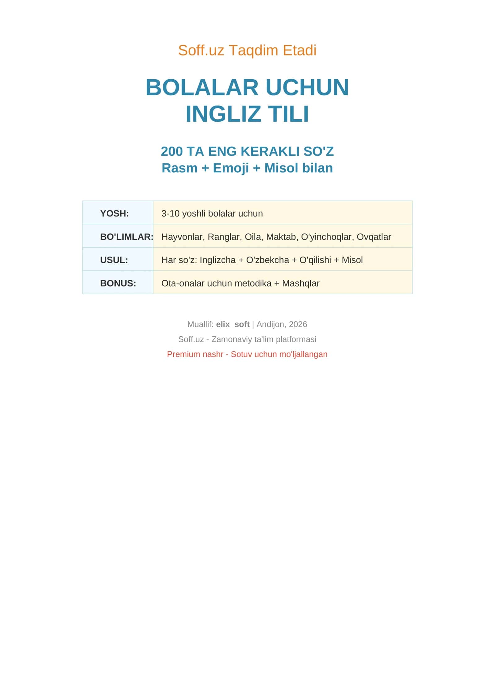 INGLIZ TILI 200 TA ENG KERAKLI SO'Z