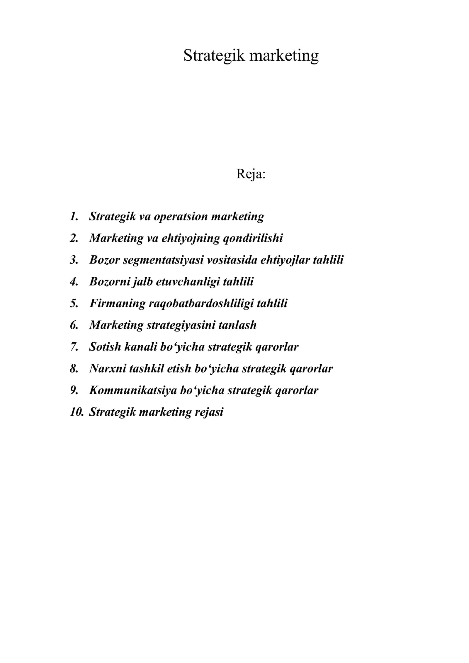Strategik marketing