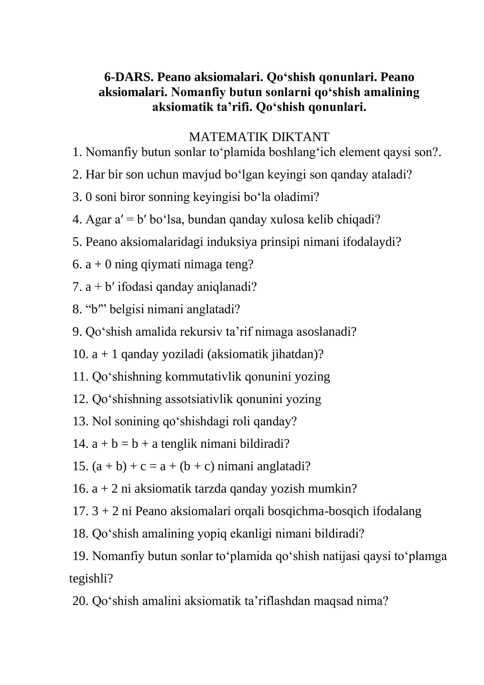 MATEMATIK DIKTANT