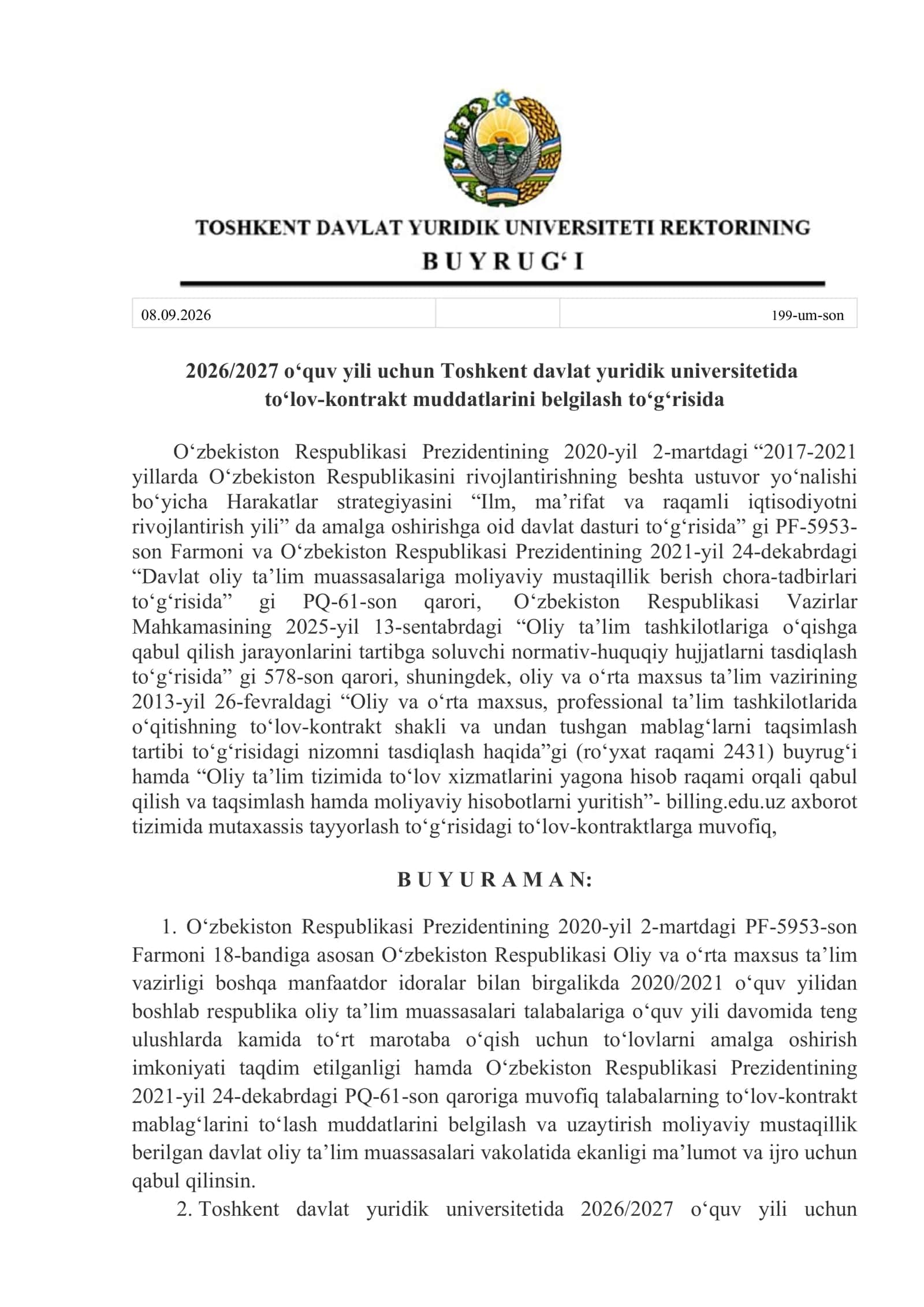 Davlat oliy ta’lim muassasalariga moliyaviy mustaqillik berish chora-tadbirlari