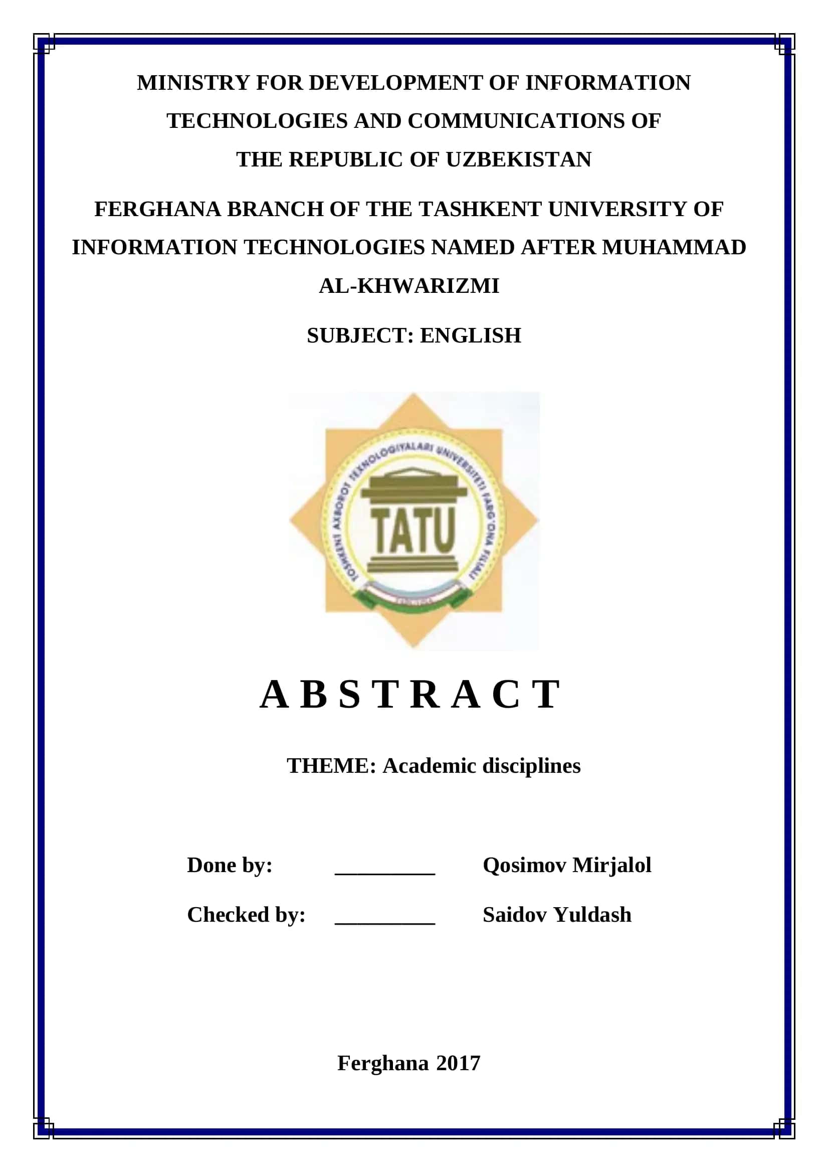 ACADEMIC DISCIPLINES