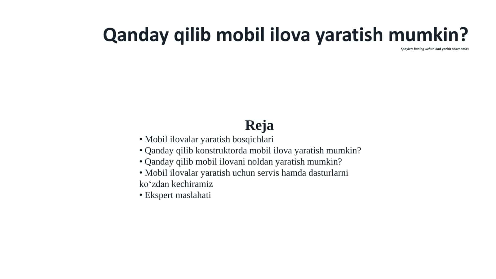 Mobil ilova yaratish bosqichlari