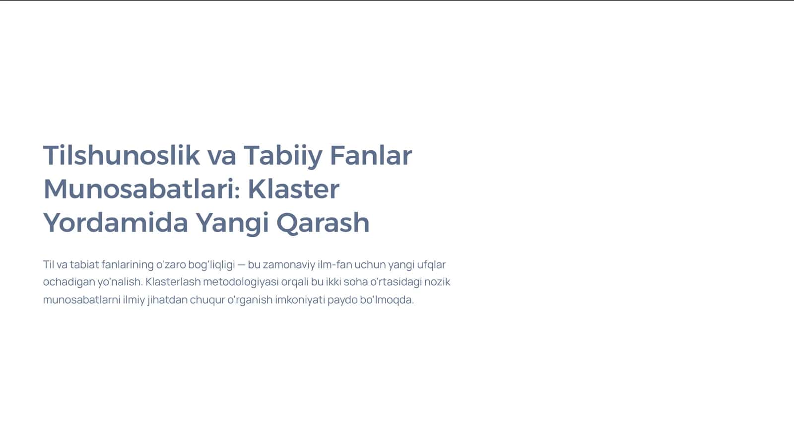 Tilshunoslik va Tabiiy Fanlar Munosabatlari Klaster Yordamida Yangi Qarash