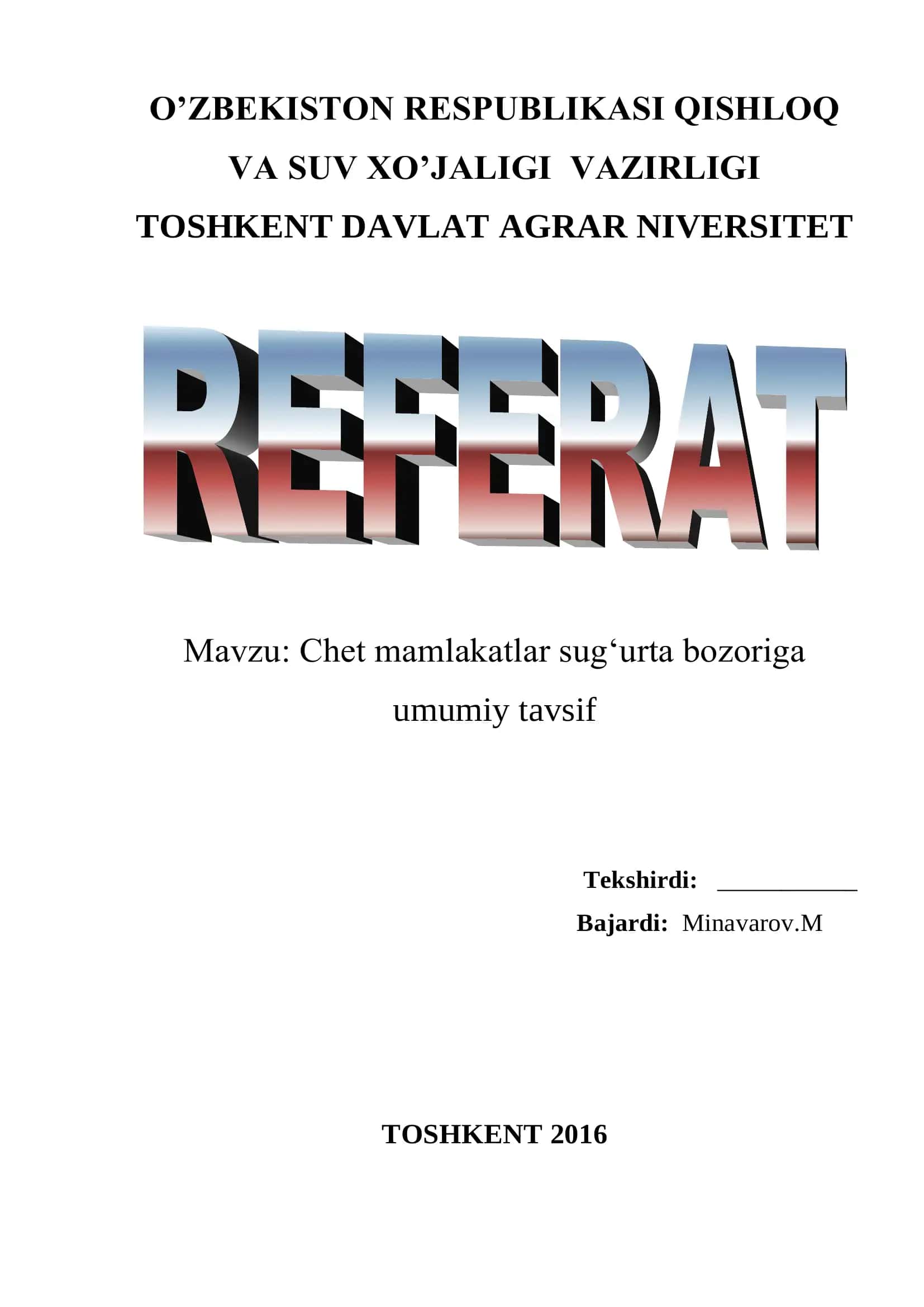 Chet mamlakatlar sug‗urta bozoriga umumiy tavsif