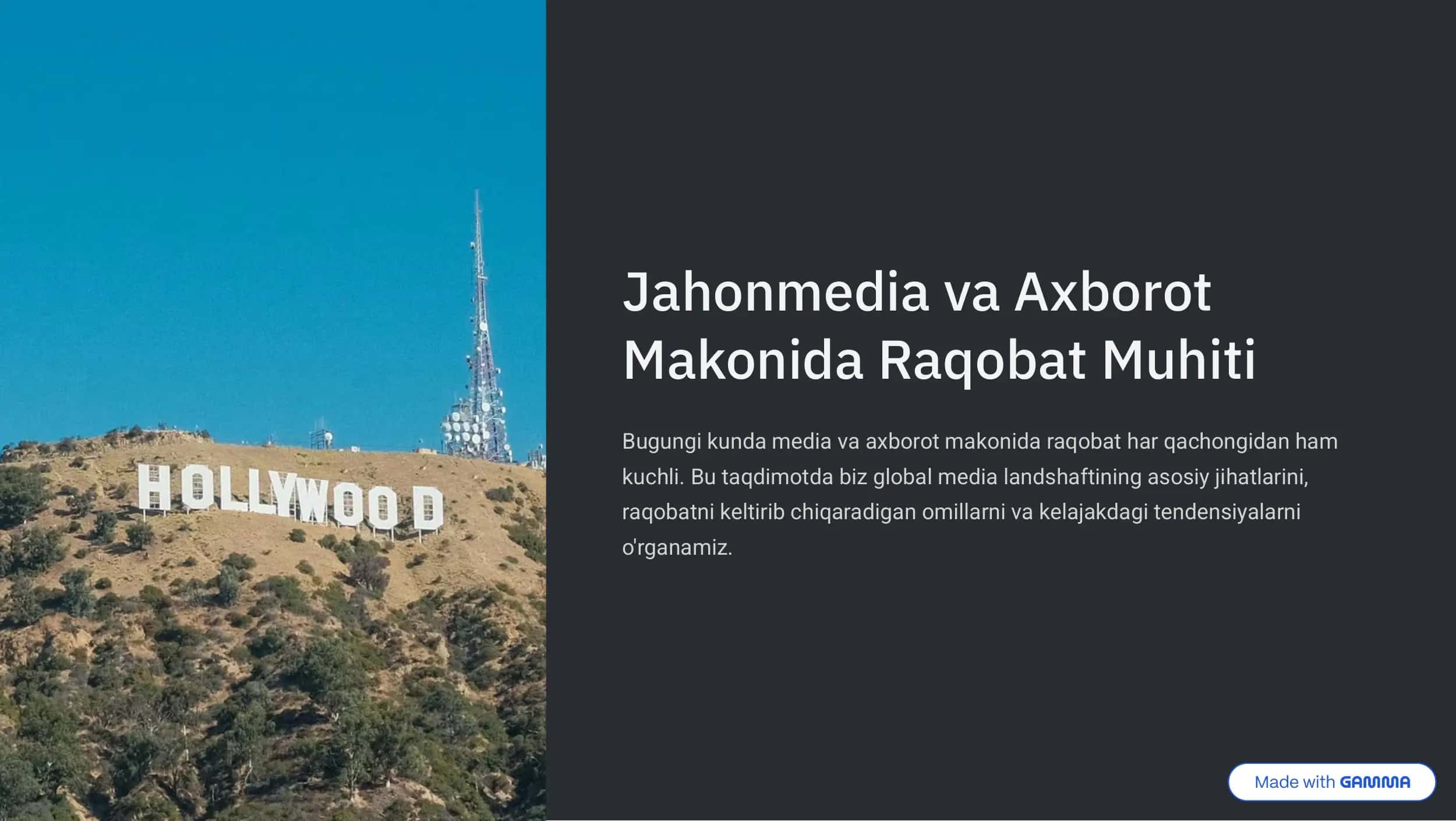Jahonmedia va Axborot Makonida Raqobat Muhiti