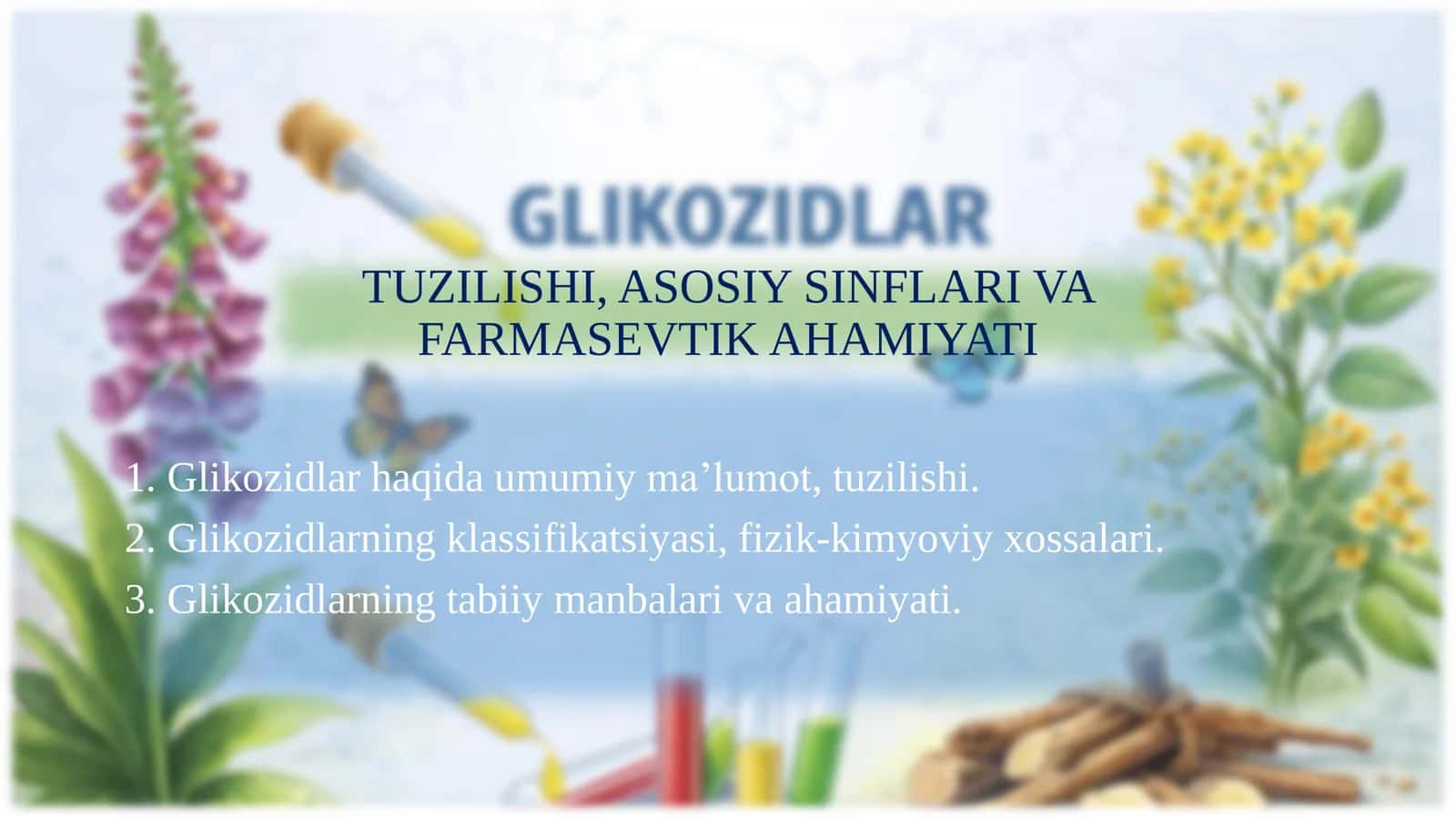 Glikozidlar. Tuzilishi, xossalar, ahamiyati.