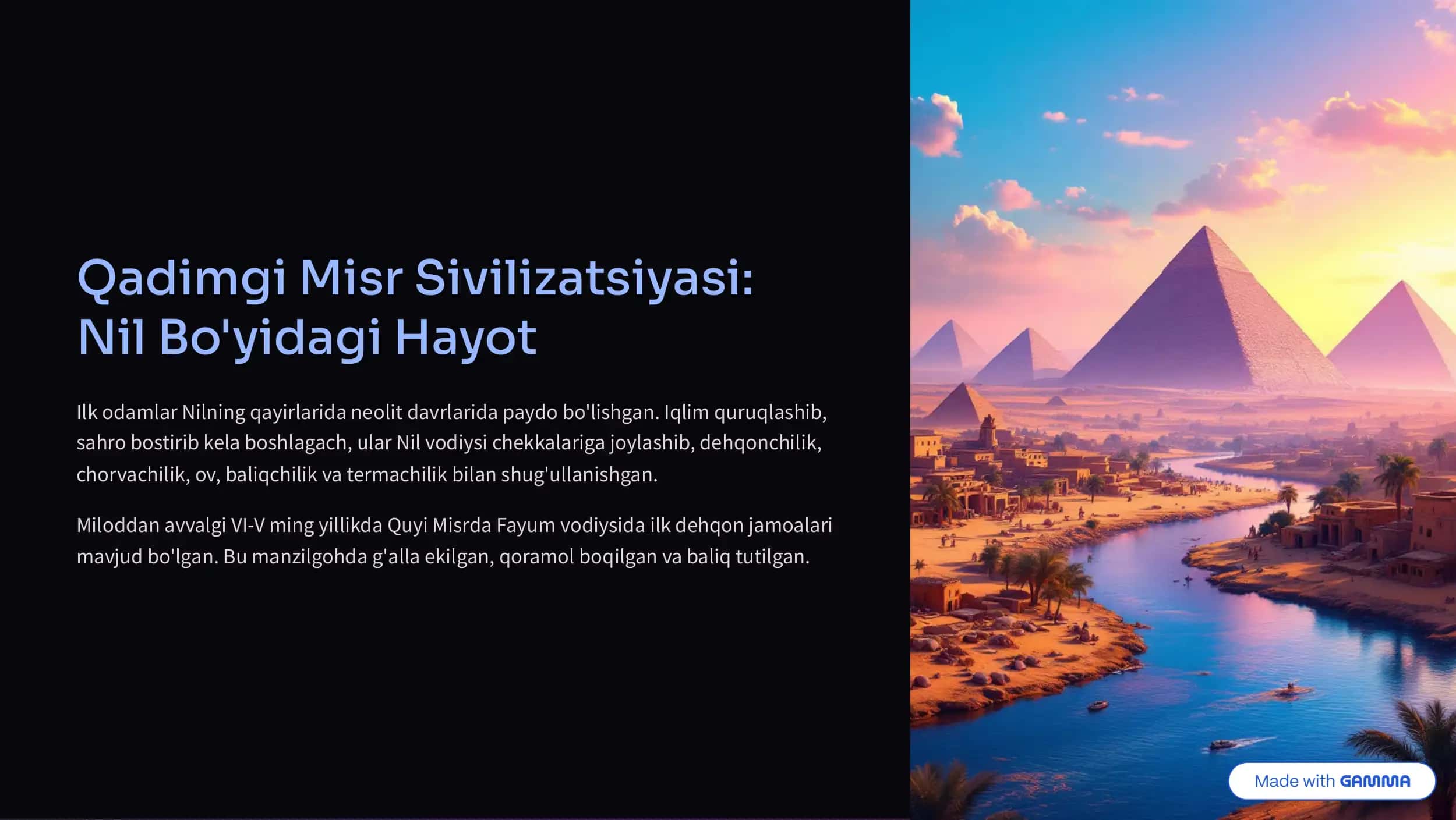 Qadimgi Misr Sivilizatsiyasi: Nil Bo'yidagi Hayot