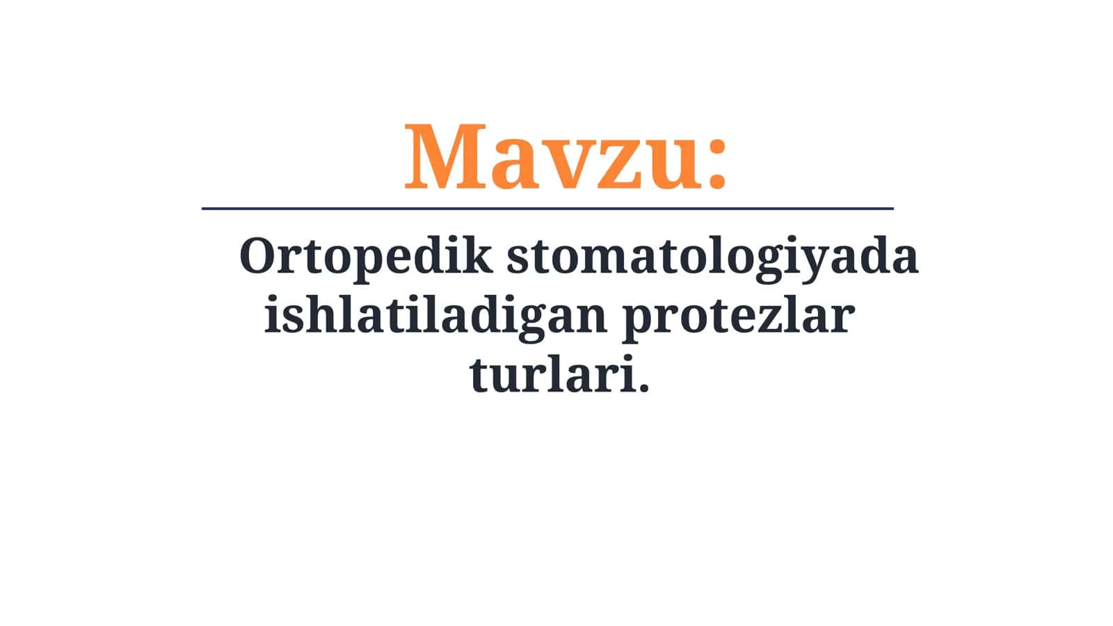 Ortopedik Stomatologiyada Protezlar