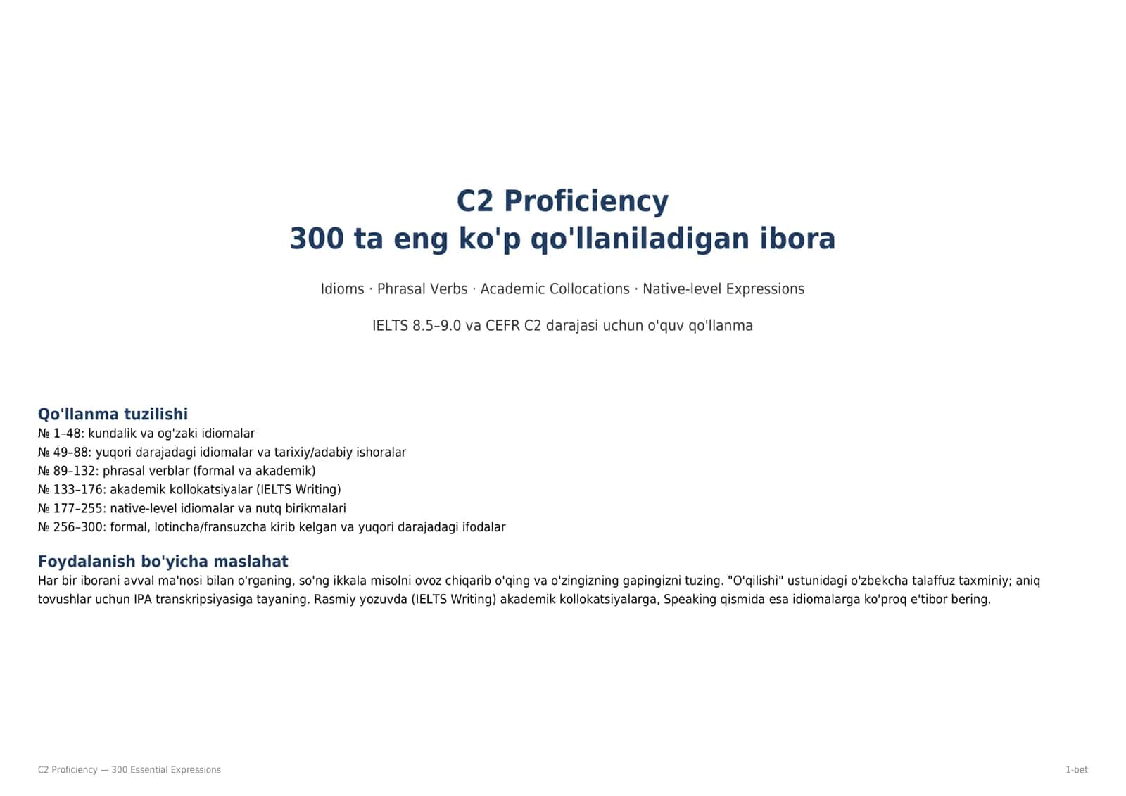 C2 Proficiency — 300 Essential Expressions