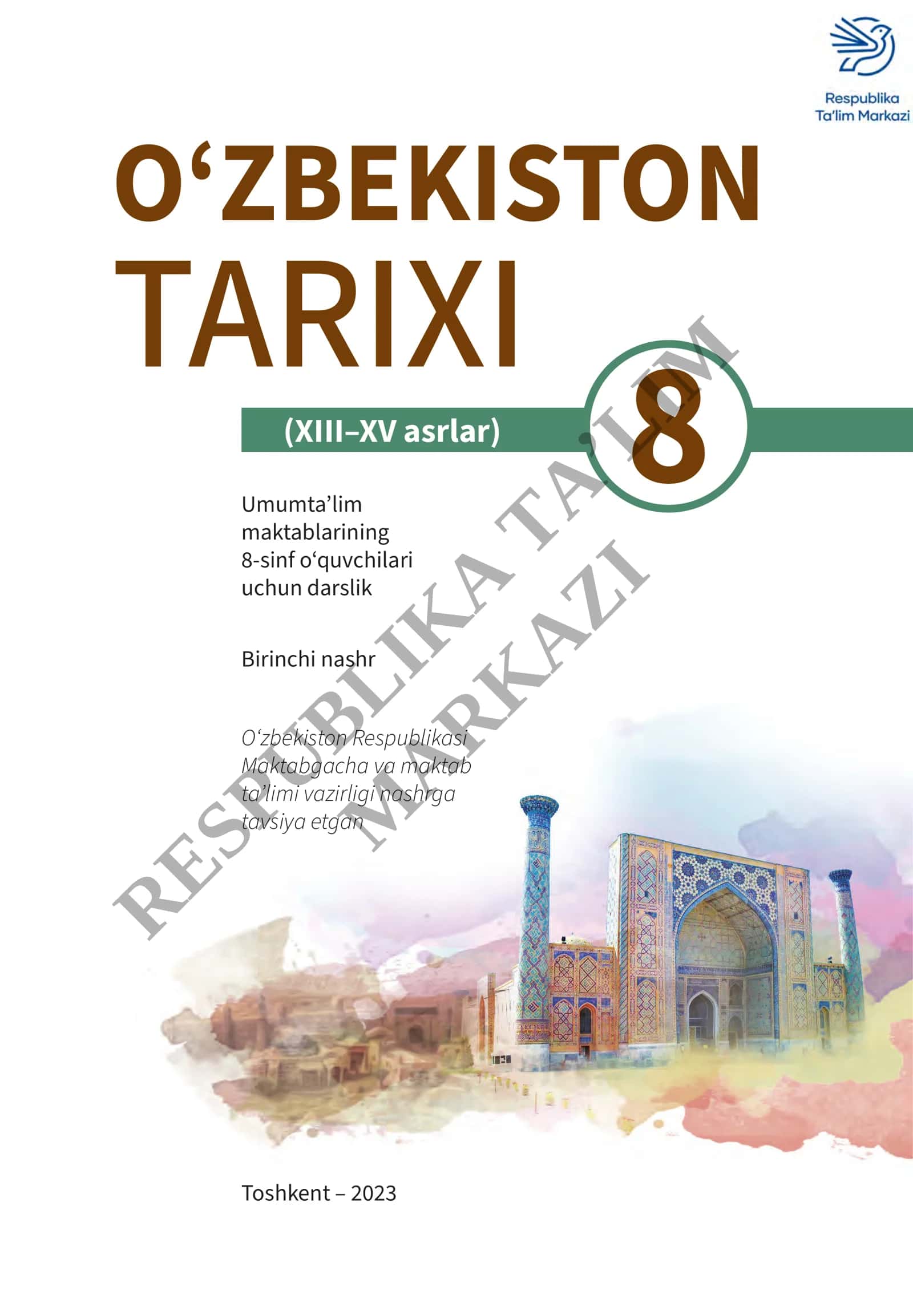TARIXI Umumta’lim maktablarining 8-sinf o‘quvchilari uchun darslik