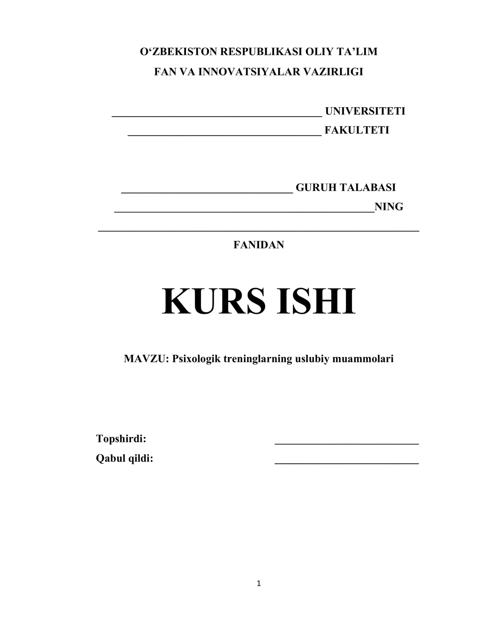 Psixologik treninglarning uslubiy muammolari