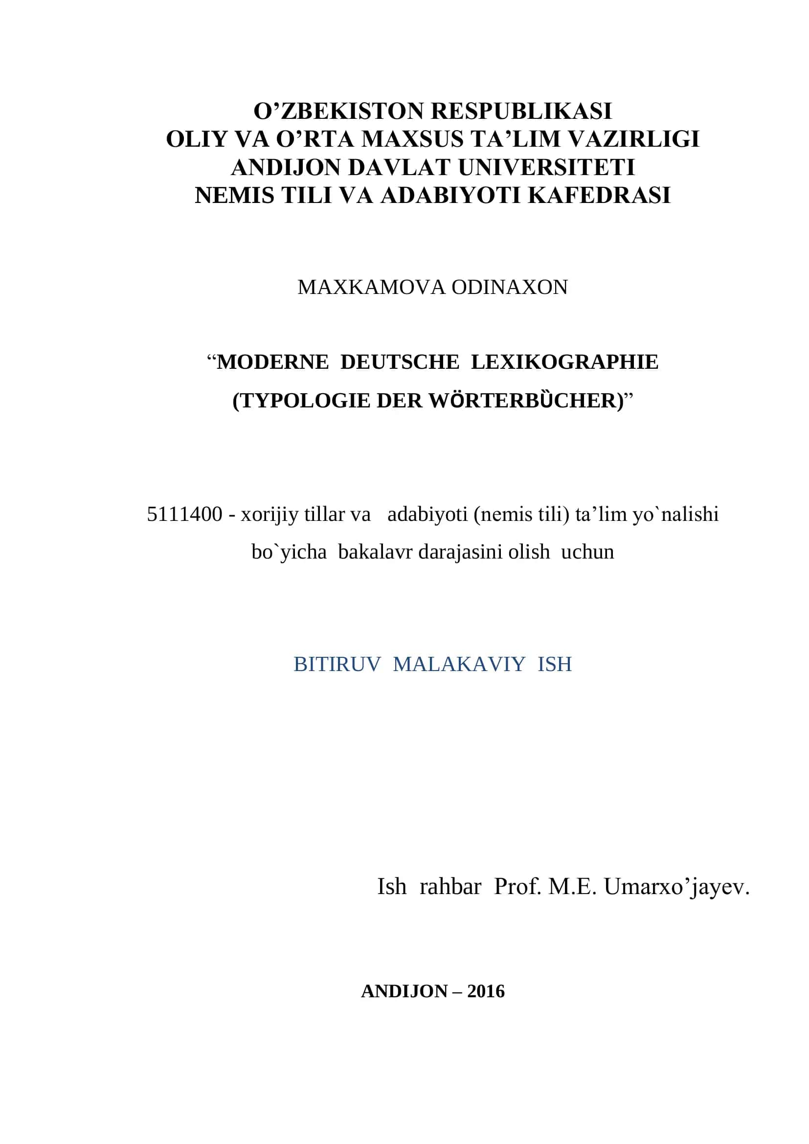 "MODERN DEUTSCHE LEXIKOGRAPHIE (TYPLOGIE DER WӦRTERBȔCHER)"