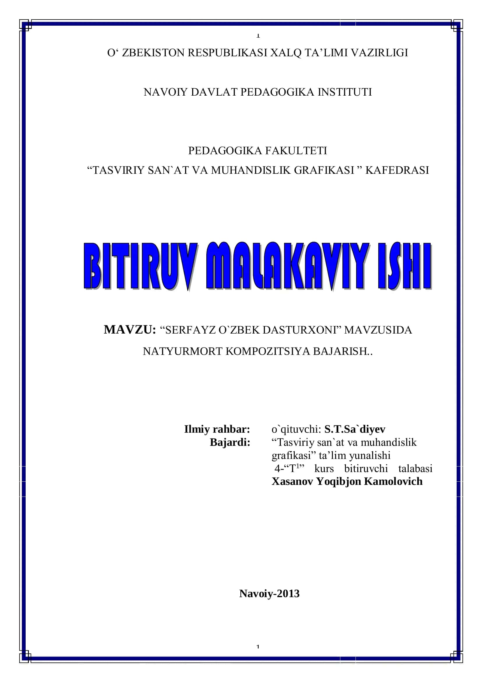 SЕRFAYZ O`ZBЕK DASTURXONI