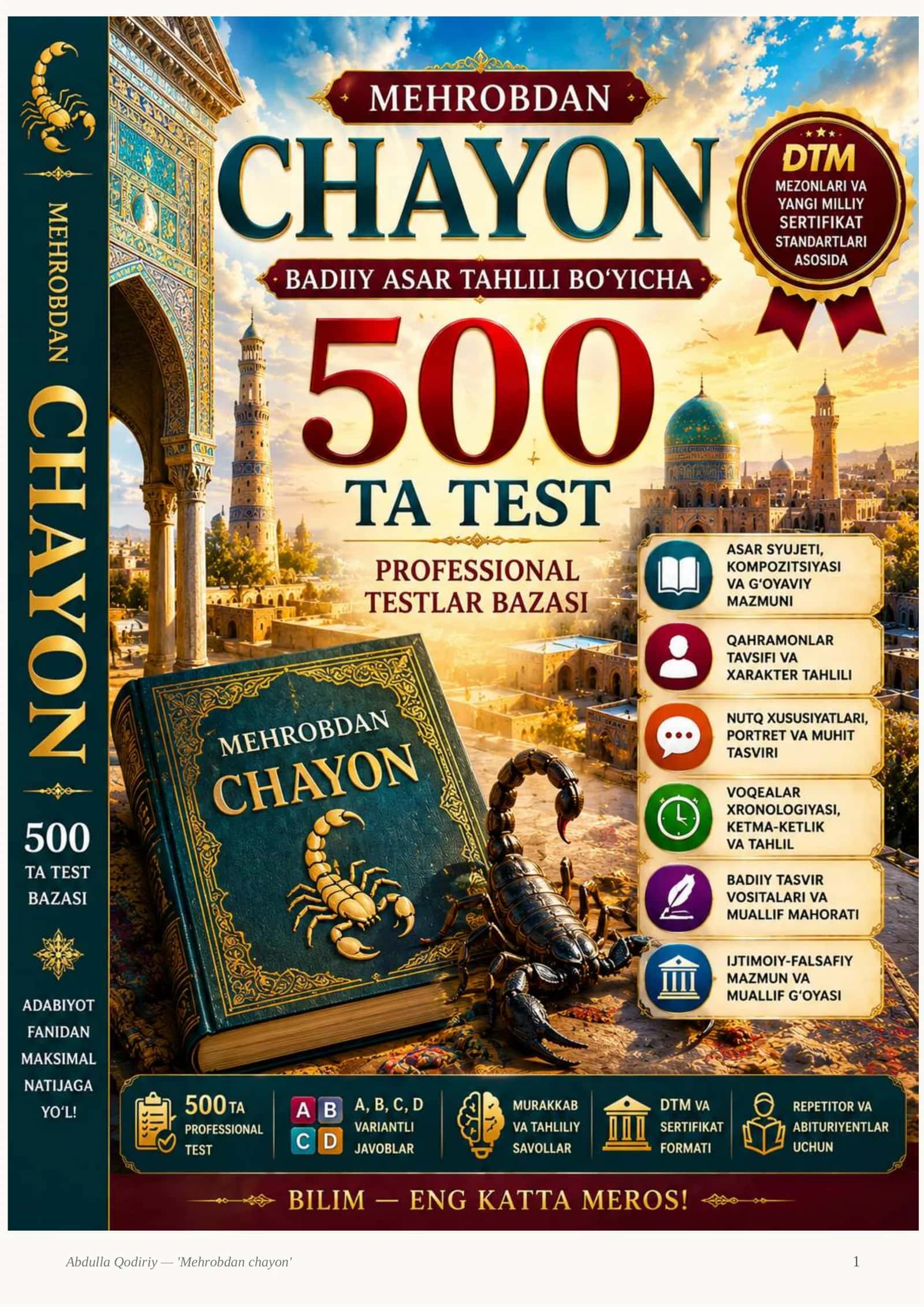 MEHROBDAN CHAYON – 500 TA MUKAMMAL TEST BAZASI 2026 YIL