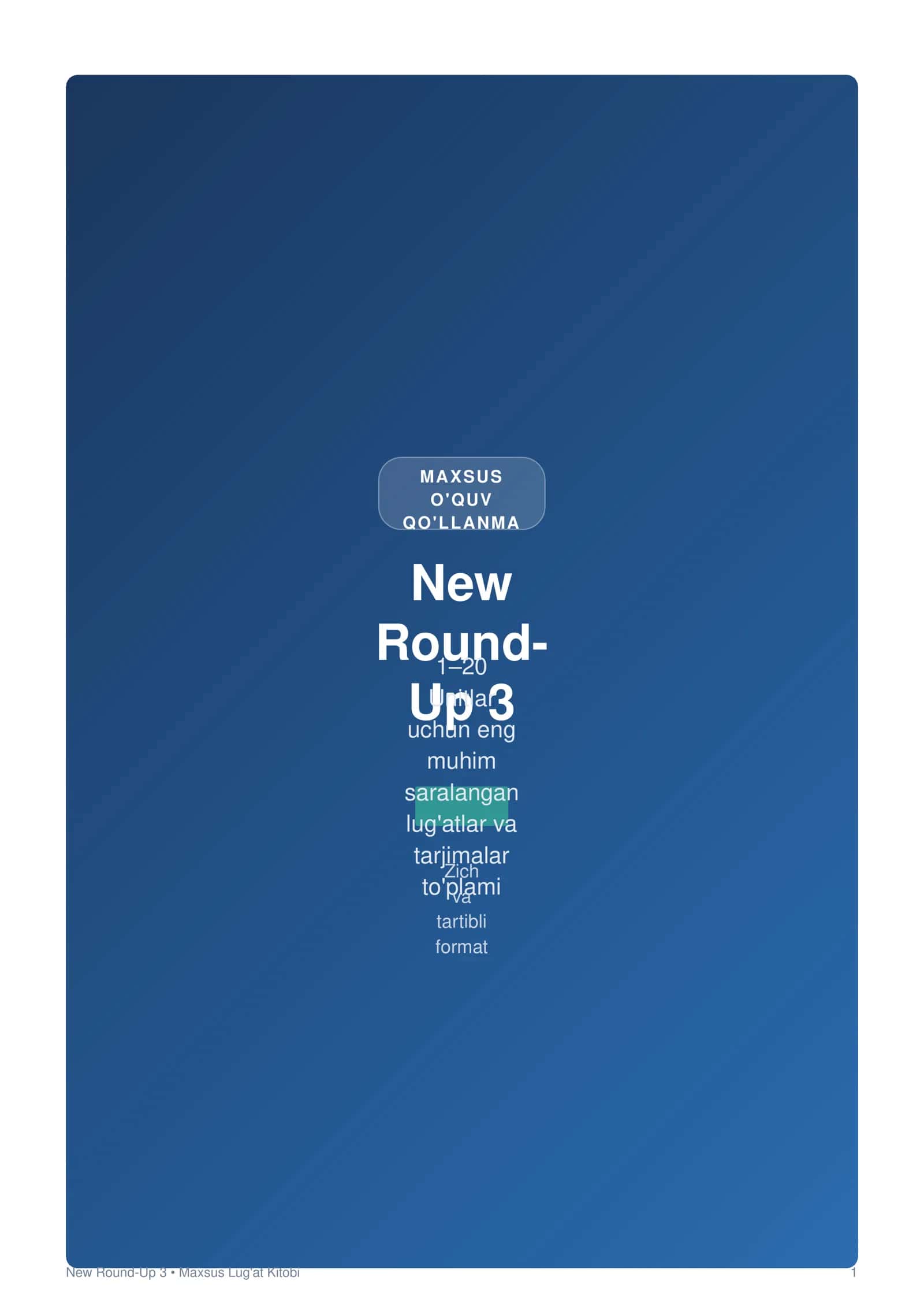 NEW ROUND UP 3 DICTIONARY UZBEK RUS TARJIMA O'QILISHI BOR