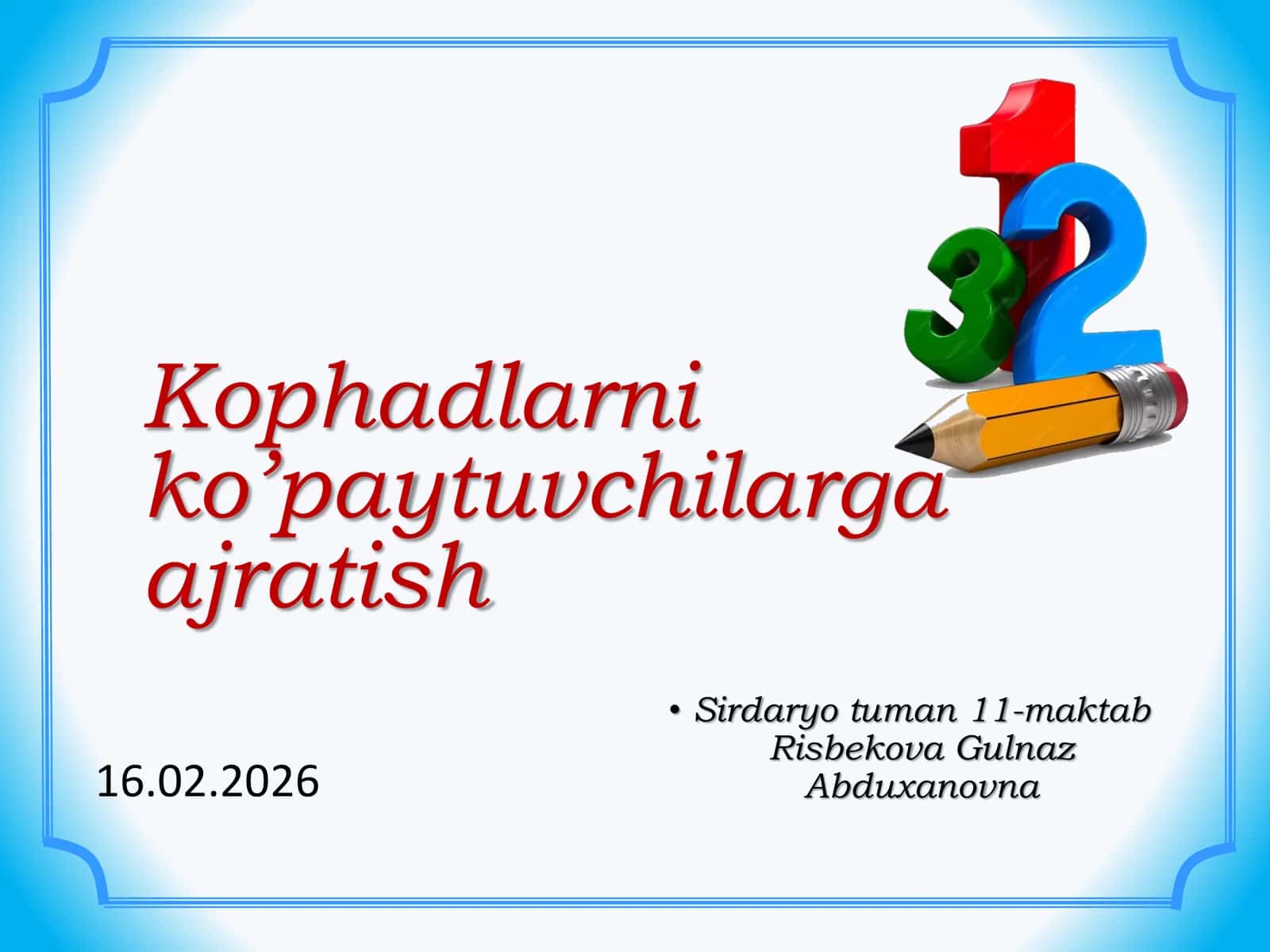 Kophadlarni ko’paytuvchilarga ajratish