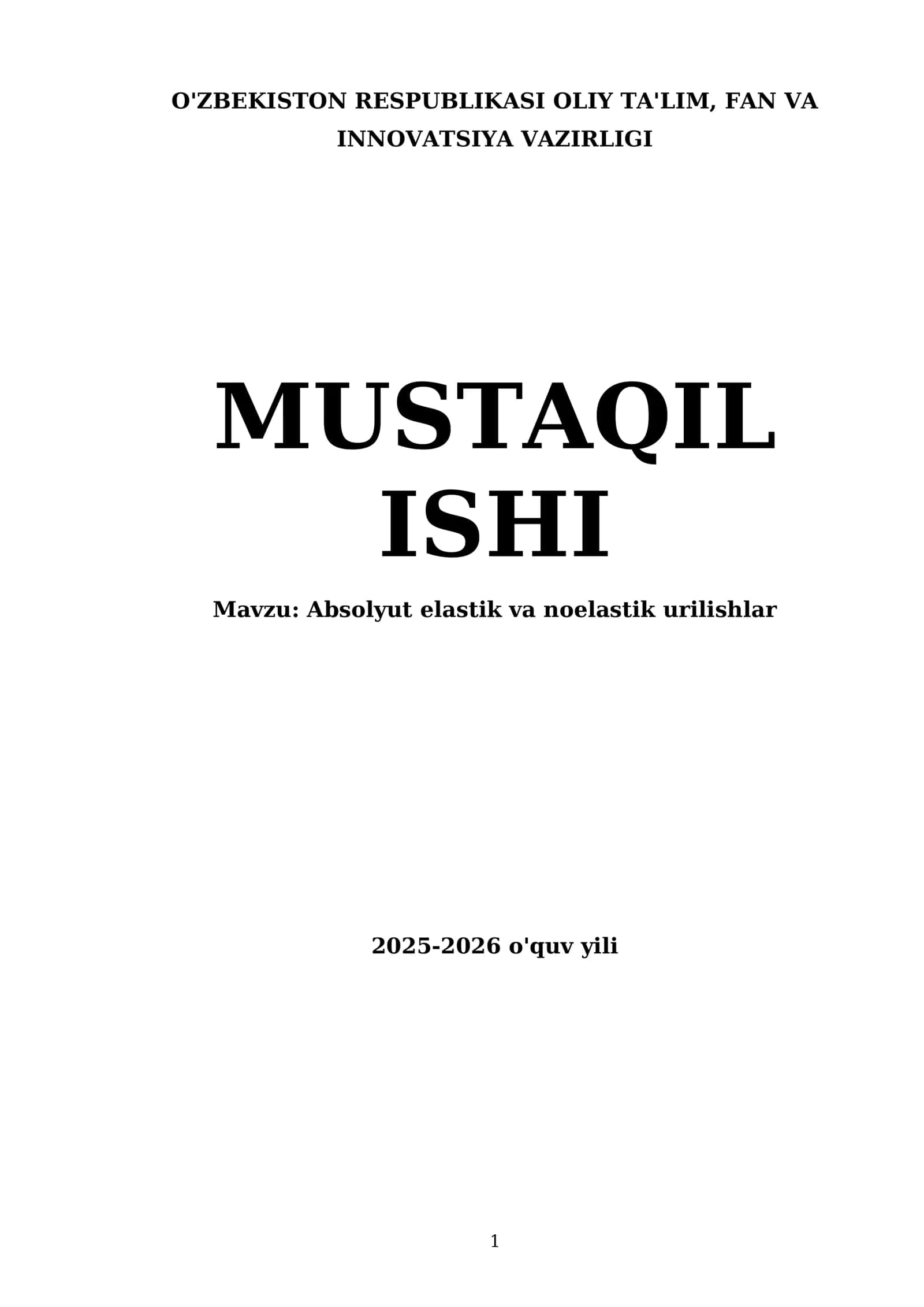 Absolyut elastik va noelastik urilishlar
