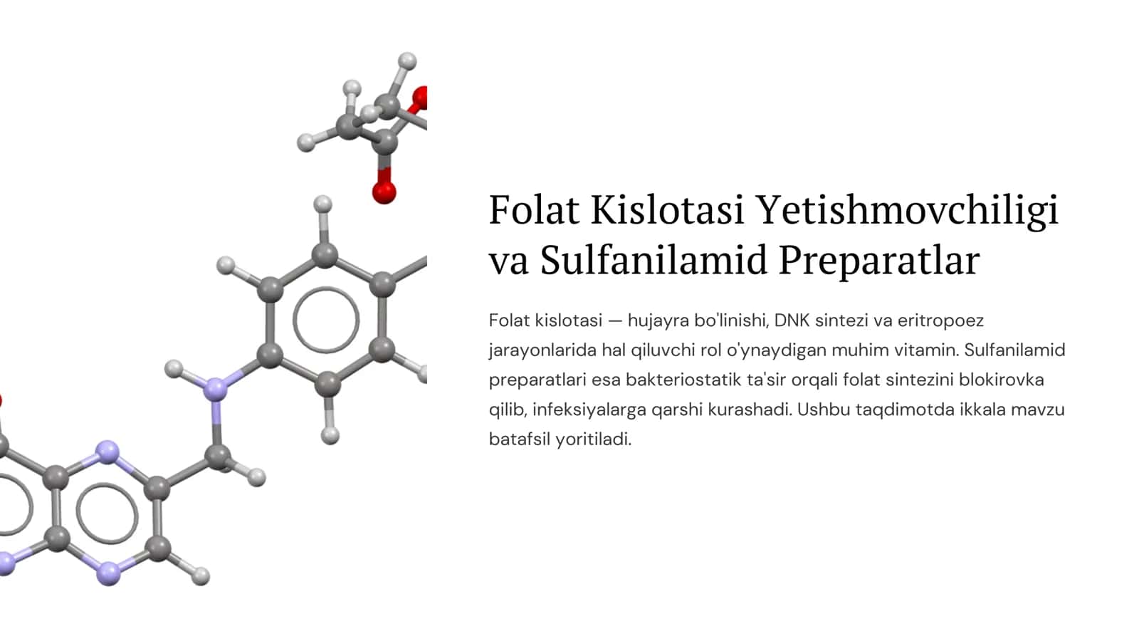 Folat Kislotasi Yetishmovchiligi va Sulfanilamid Preparatlar