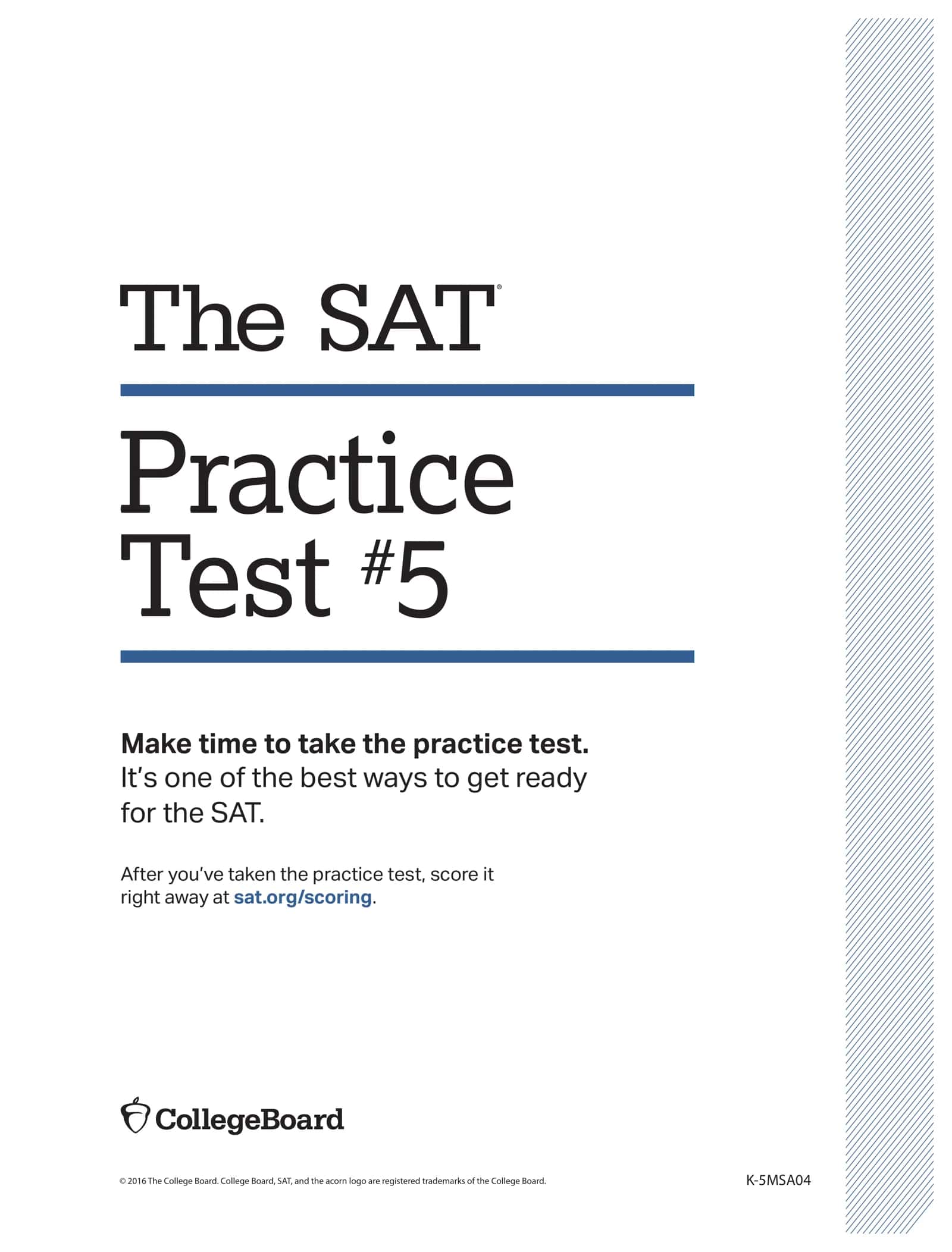ππ THE SAT PRACTICE TEST #5 ππ β‘ OFFICIAL SAT PREPARATION PDF β‘ ββββββββββββββββββ