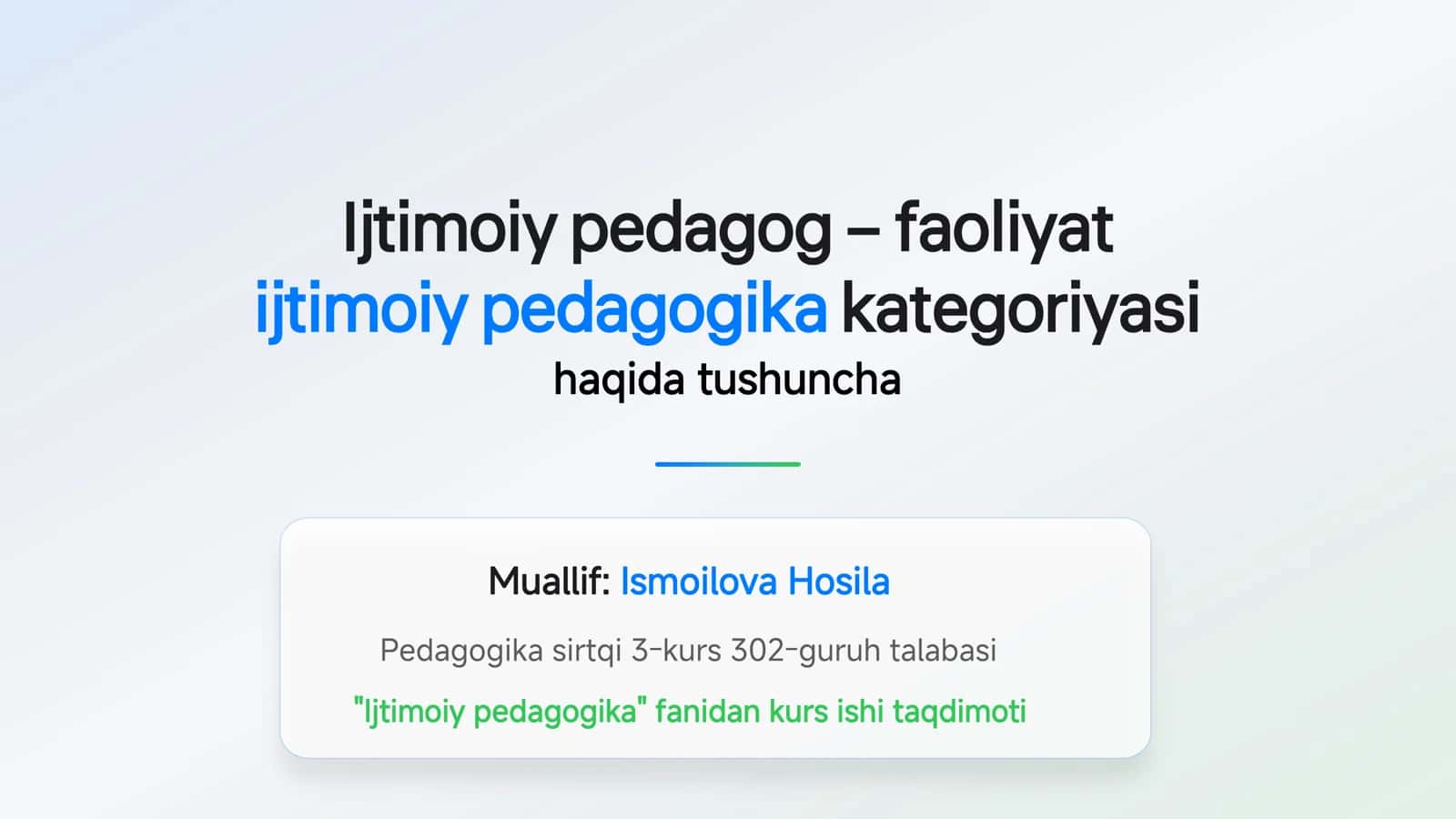 Ijtimoiy Pedagogika