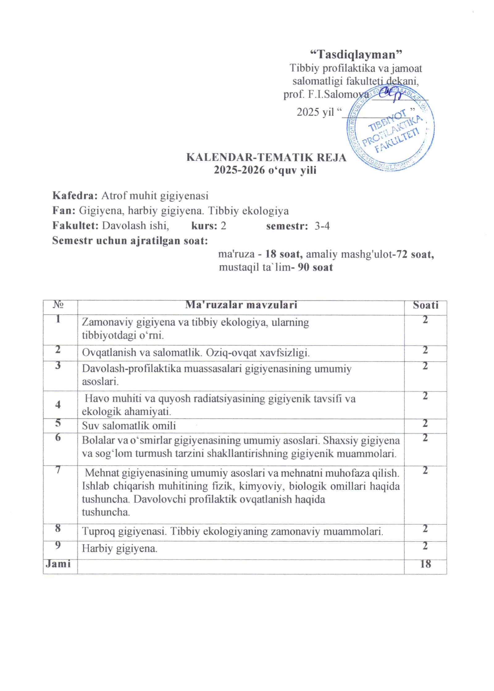Zamonaviy gigiyena va tibbiy ekologiya