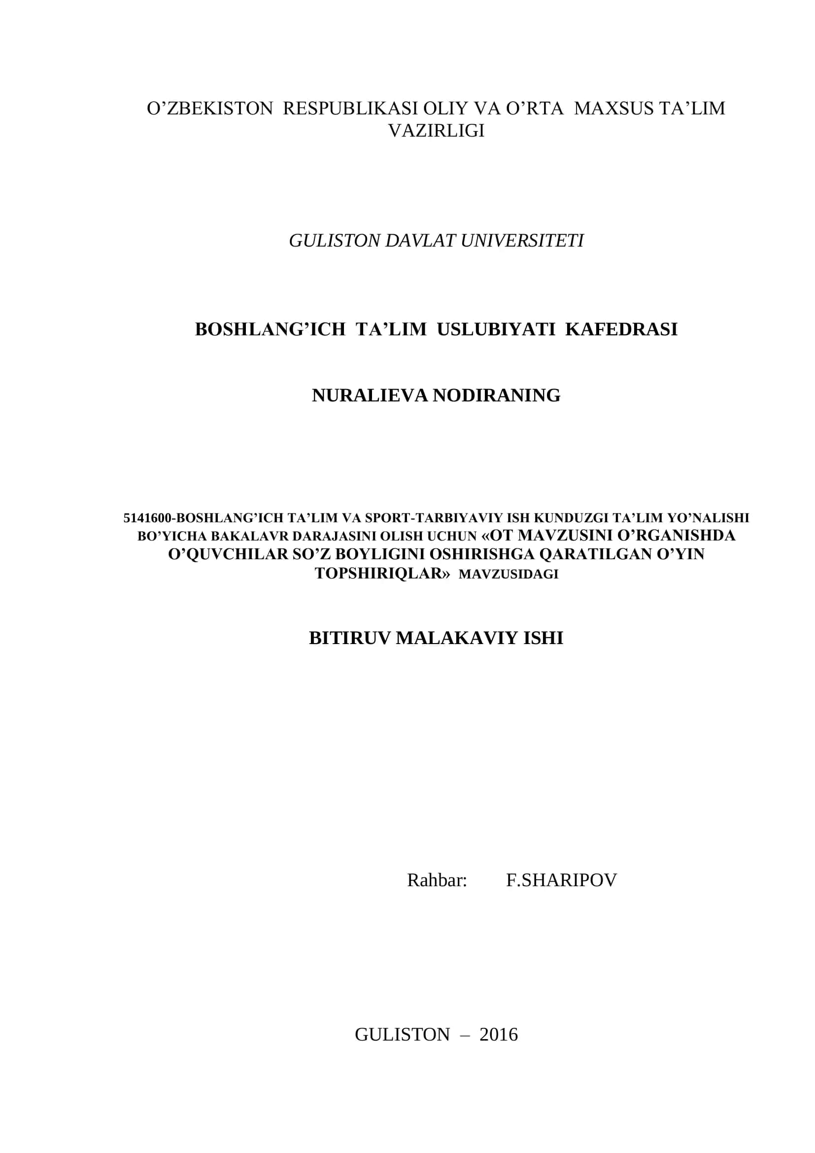 OT MAVZUSINI O’RGANISHDA O’QUVCHILAR SO’Z BOYLIGINI OSHIRISHGA QARATILGAN O’YIN TOPSHIRIQLAR