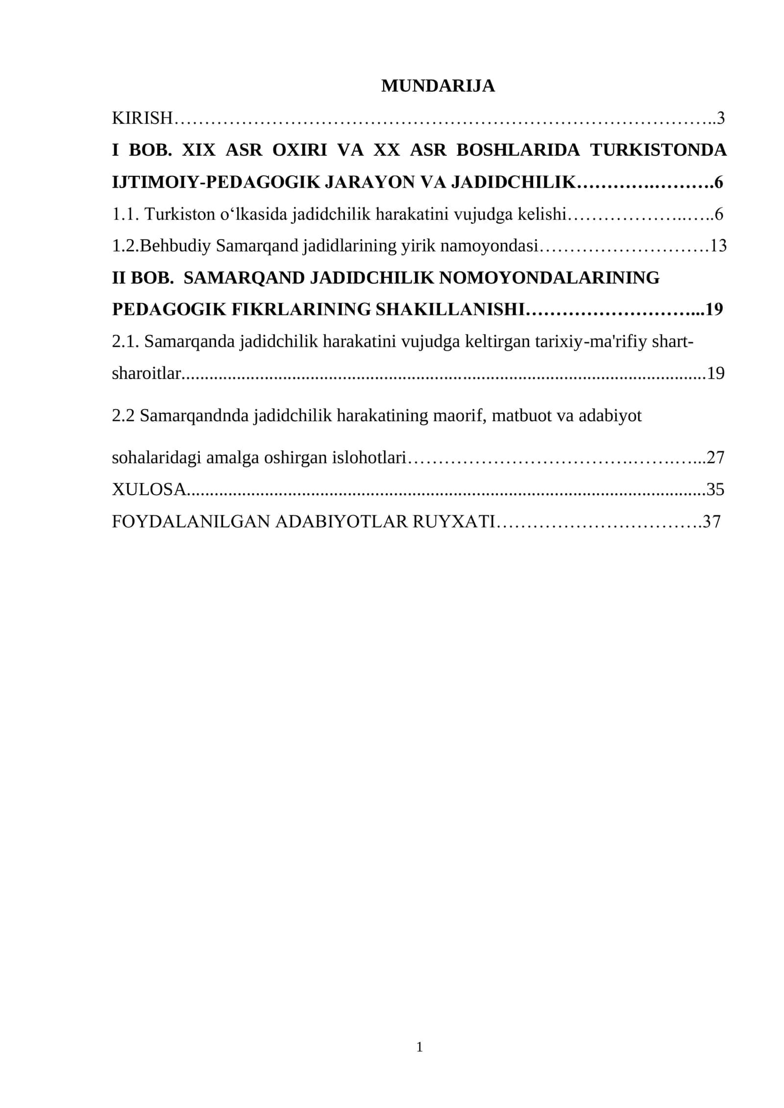 TURKISTONDA JADIDCHILIK FAOLIYATI SAMARQAND MISOLIDA