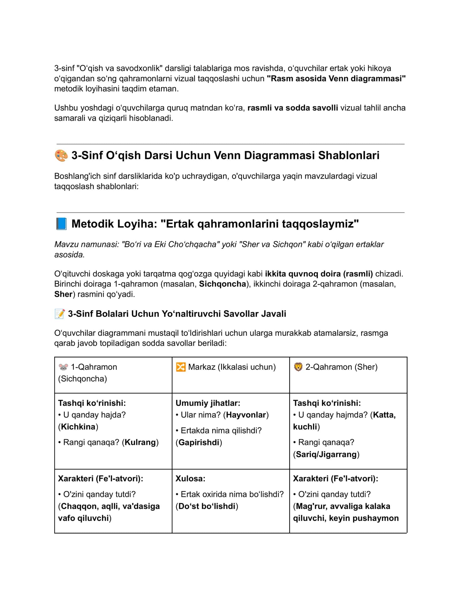 3-sinf O‘qish va savodxonlik Darsi