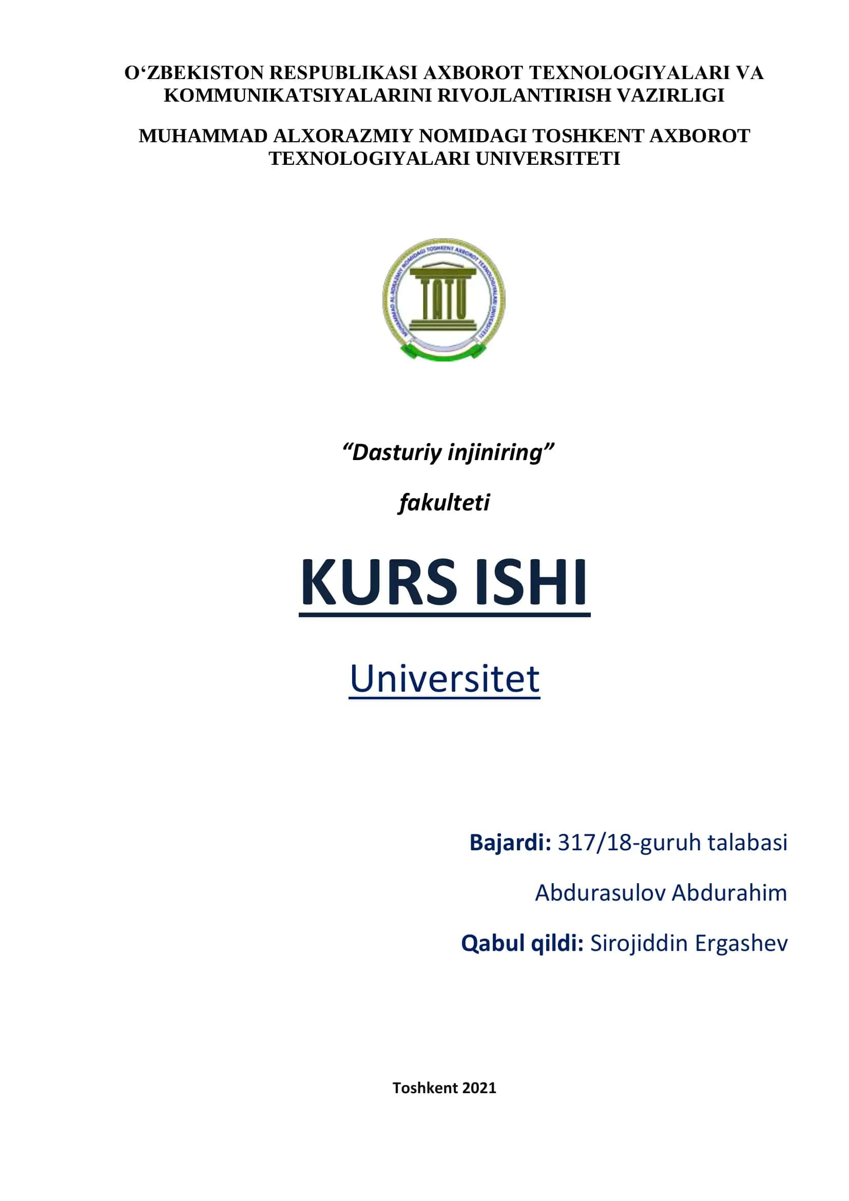 Universitet veb saytlarini ishlab chiqish