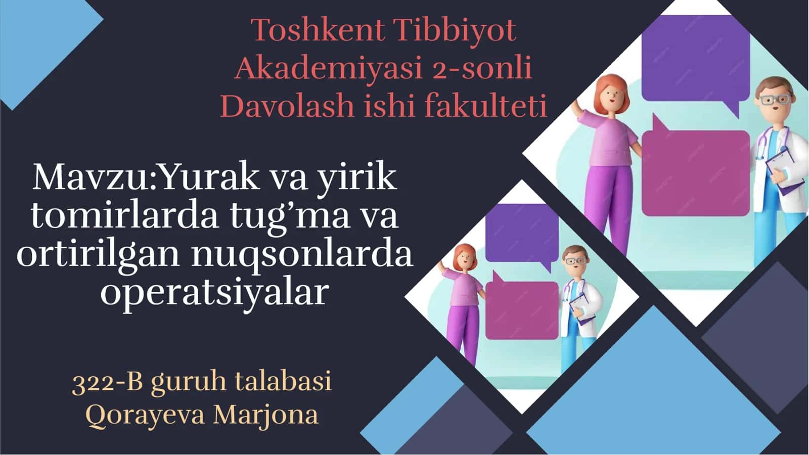 Yurak va yirik tomirlarda tug’ma va ortirilgan nuqsonlarda operatsiyalar