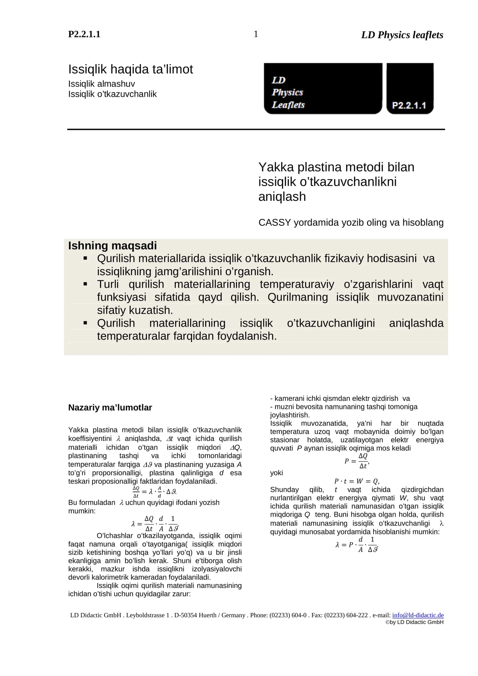 Issiqlik haqida ta’limot