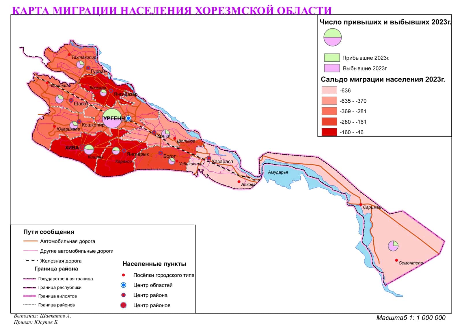 КАРТА МИГРАЦИИ НАСЕЛЕНИЯ ХОРЕЗМСКОЙ ОБЛАСТИ