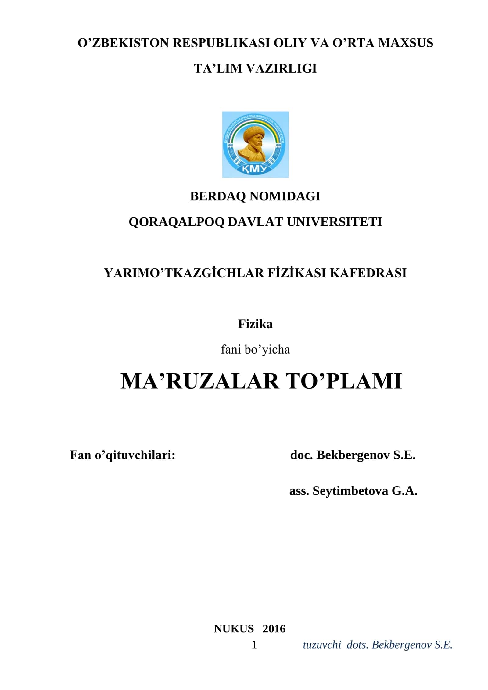 FIZIKA FANI HAQIDA. MODDIY NUQTANING TO’G’RI CHIZIQLI HARAKATI