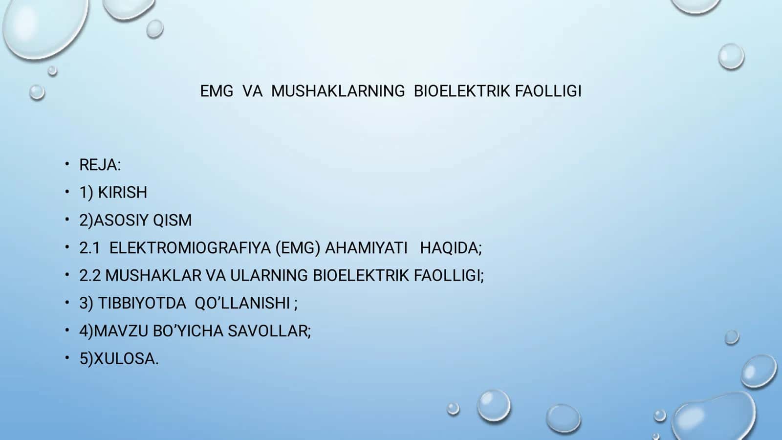 EMG VA MUSHAKLARNING BIOELEKTRIK FAOLLIGI