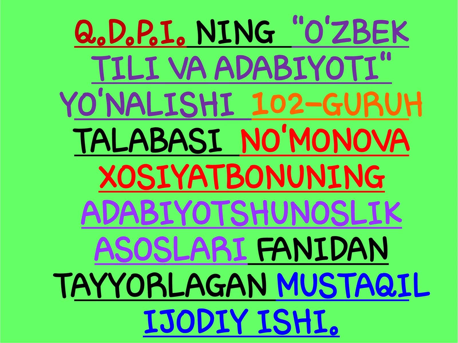 O'zbek tili va adabiyoti