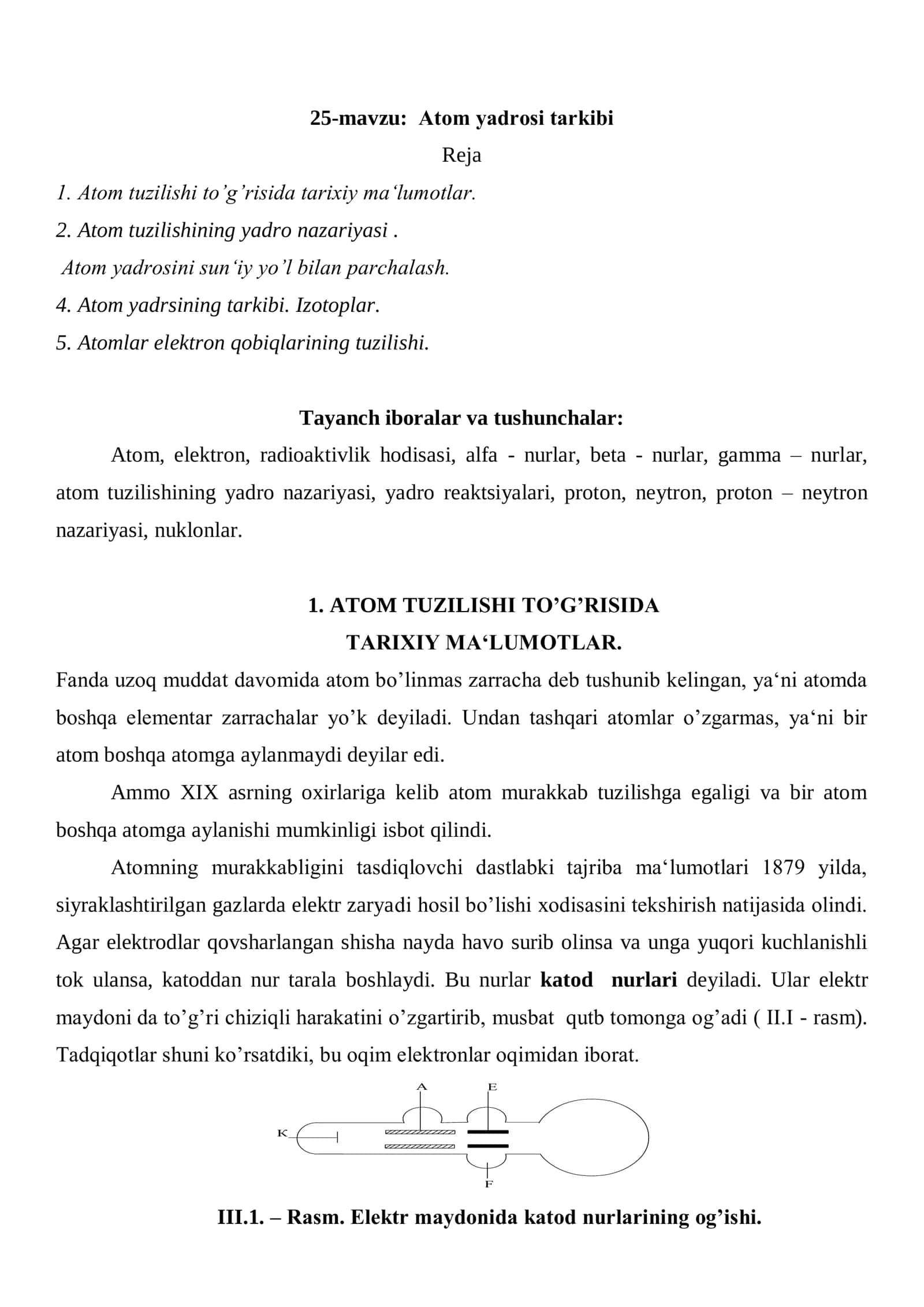 Atоm yadrоsi tarkibi