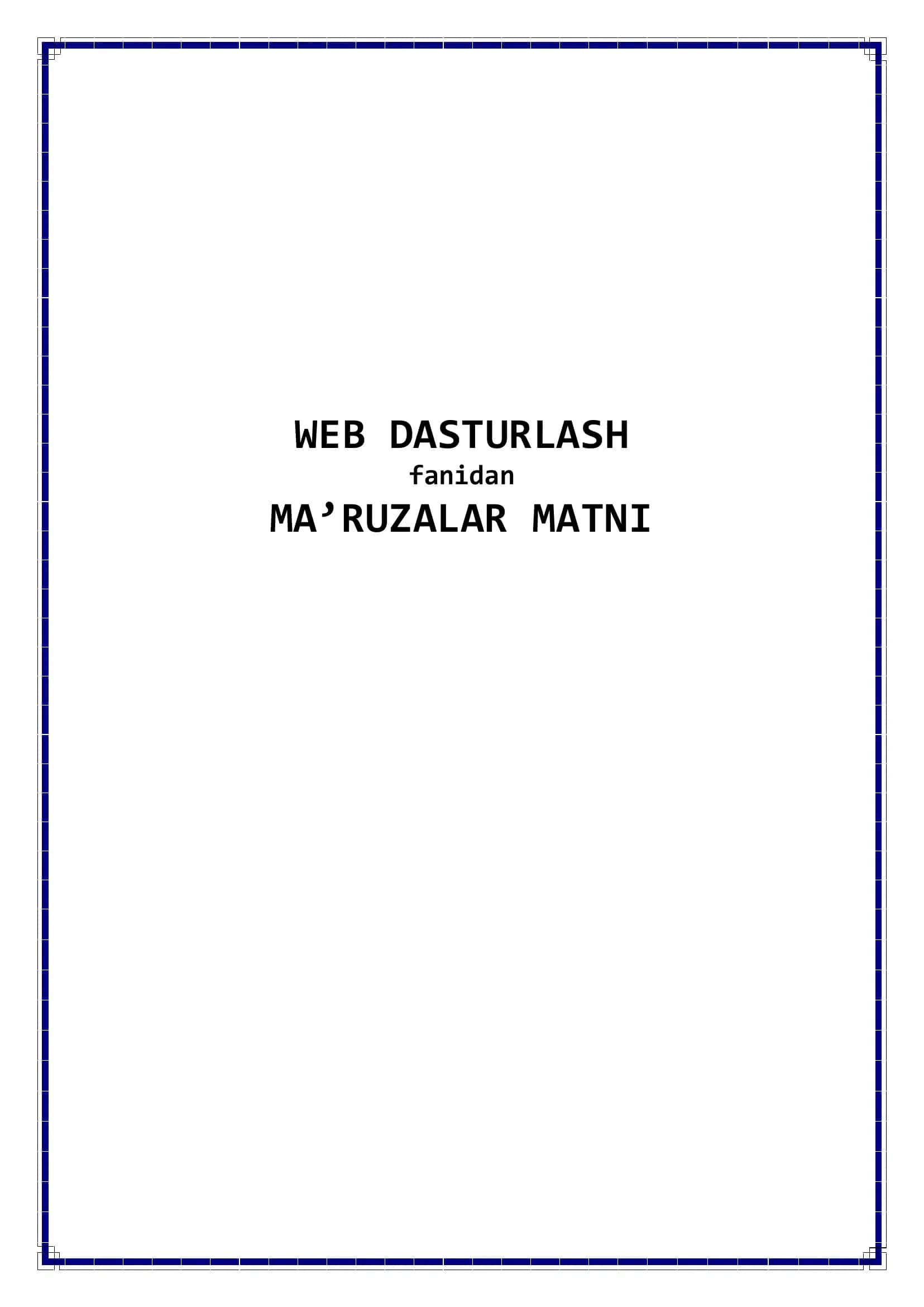 WEB DASTURLASH