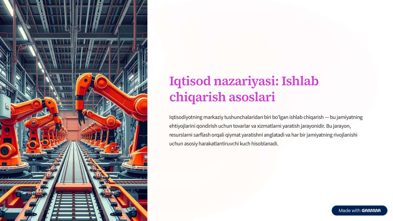 Iqtisod nazariyasi: Ishlab chiqarish asoslari