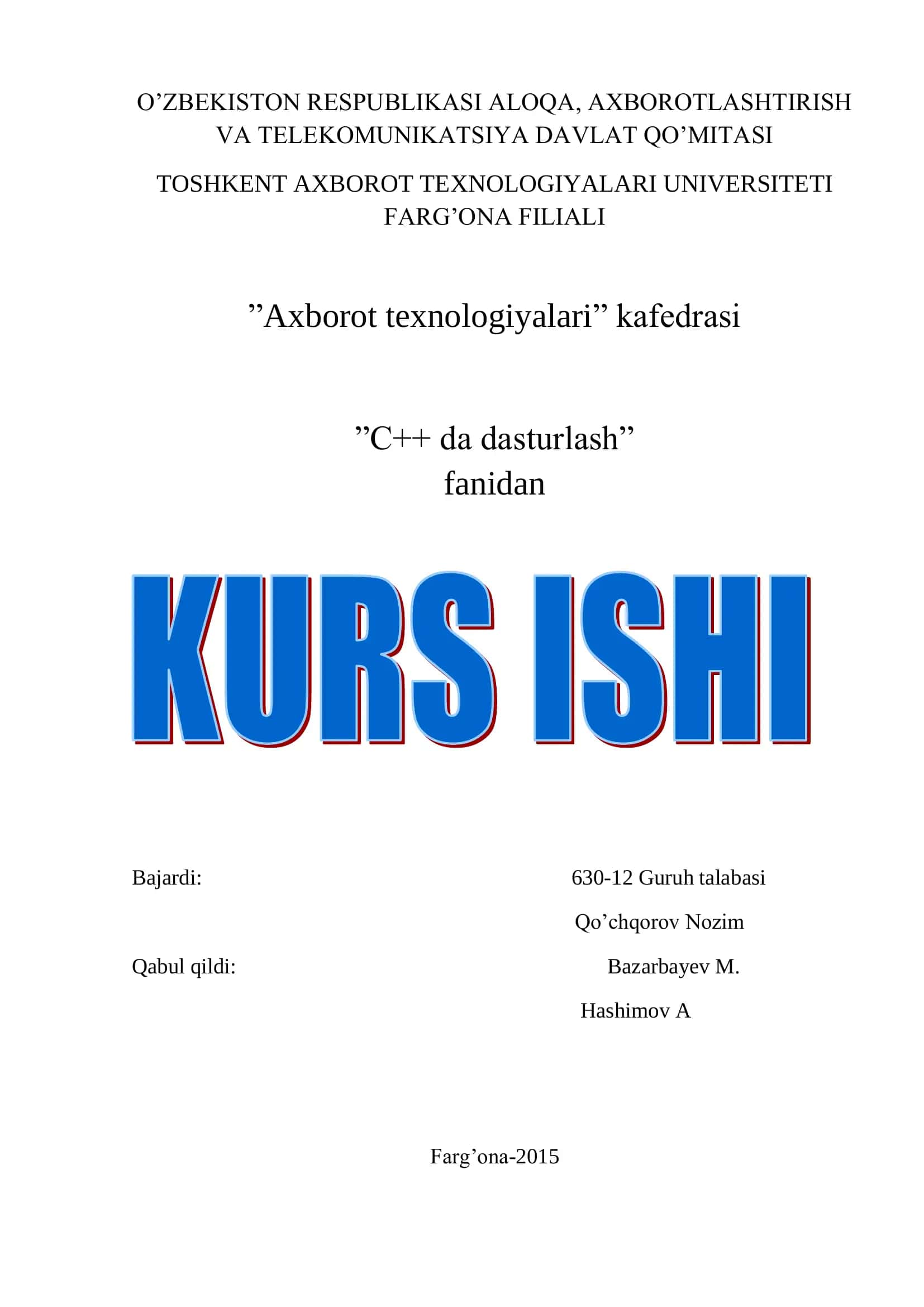 C++ da dasturlash