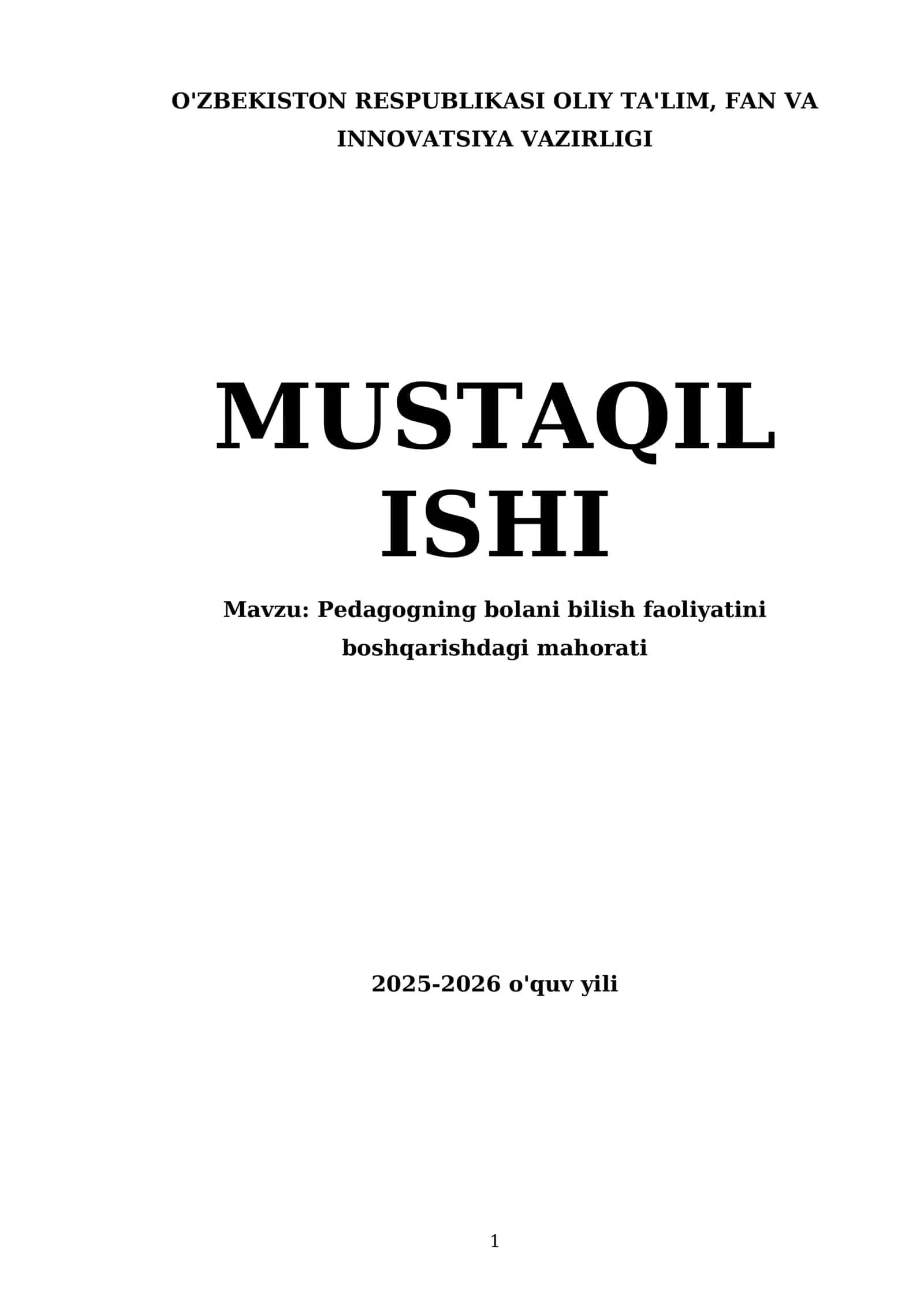 Pedagogning bolani bilish faoliyatini boshqarishdagi mahorati
