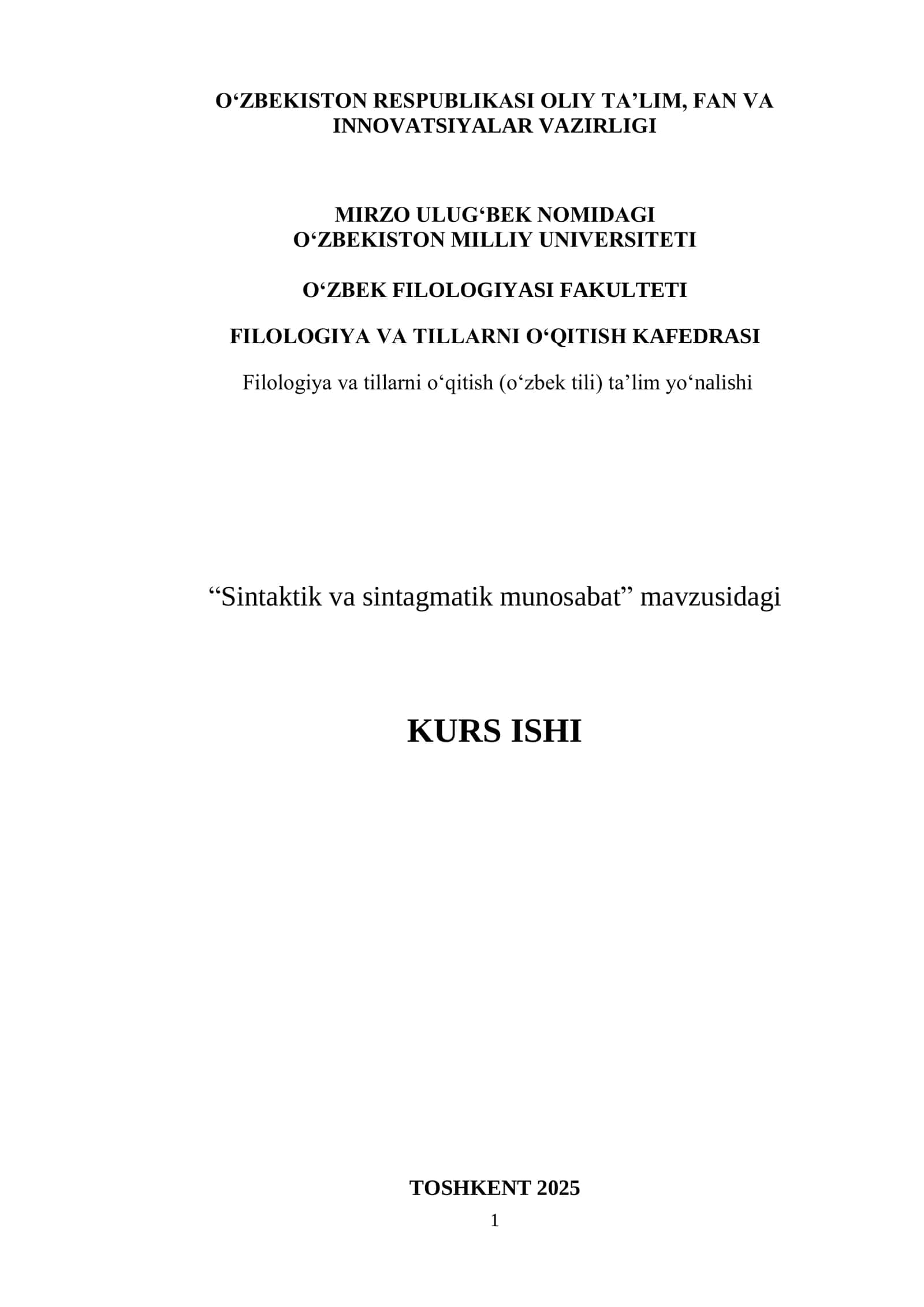 Sintaktik va sintagmatik munosabat