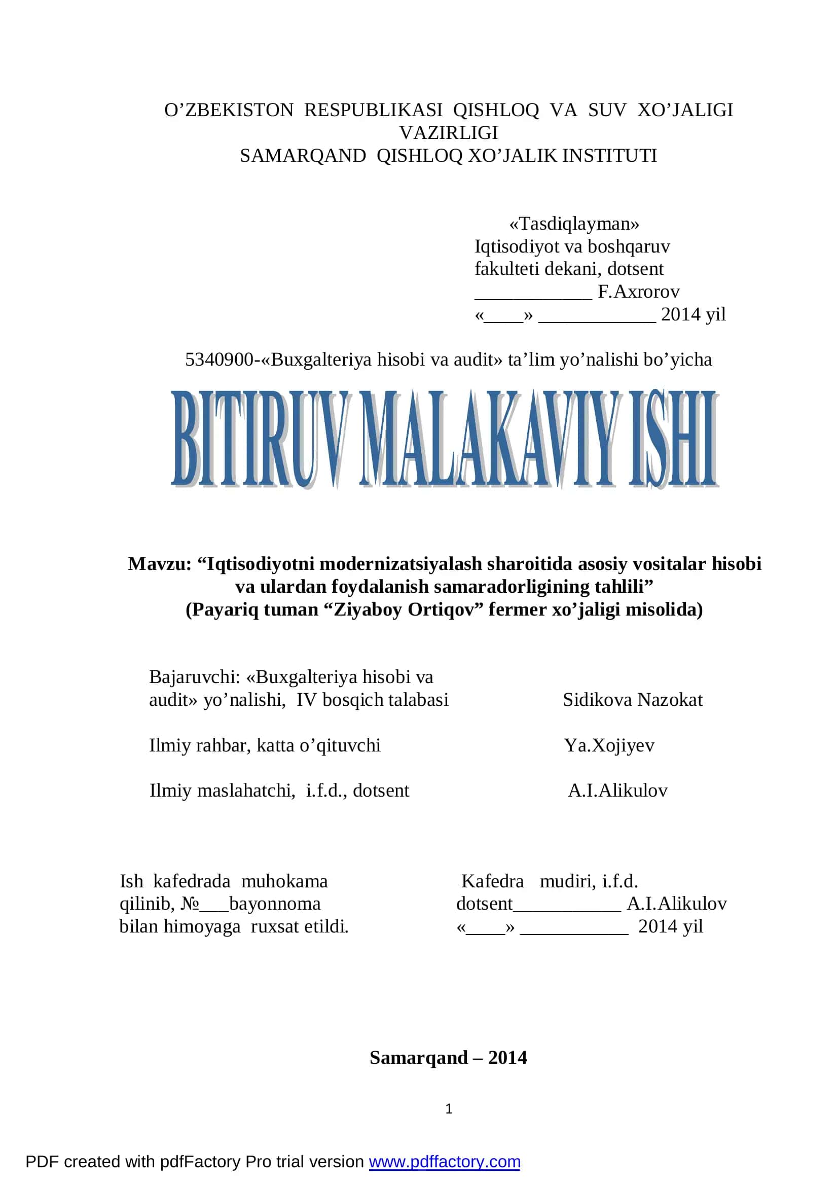 Buxgalteriya hisobi va audit