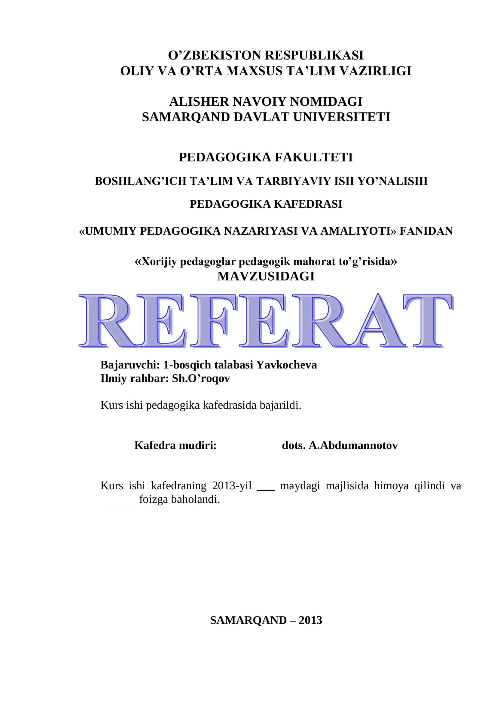 Xorijiy pedagoglar pedagogik mahorat to’g’risida