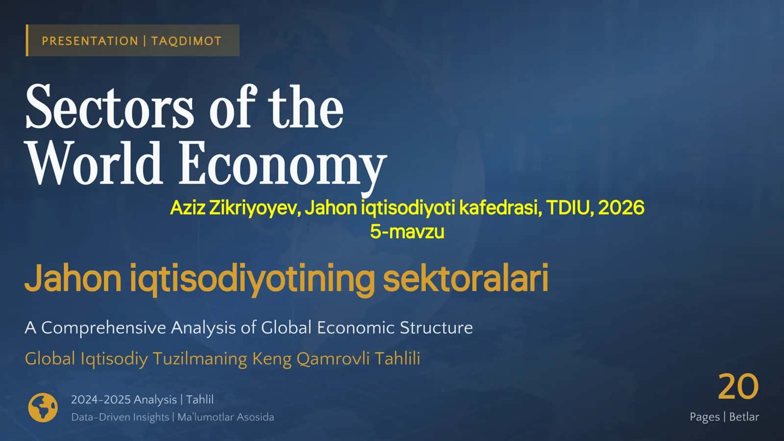 Jahon iqtisodiyotining sektoralari